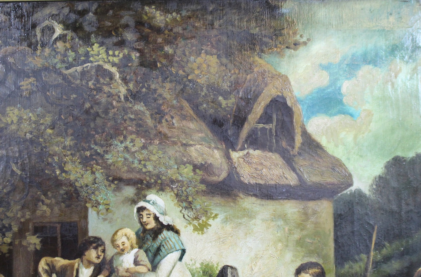 Title: Early 19th c. Country Genre Scene Oil on Canvas Description: Early 19th Century Country Genre - 5
