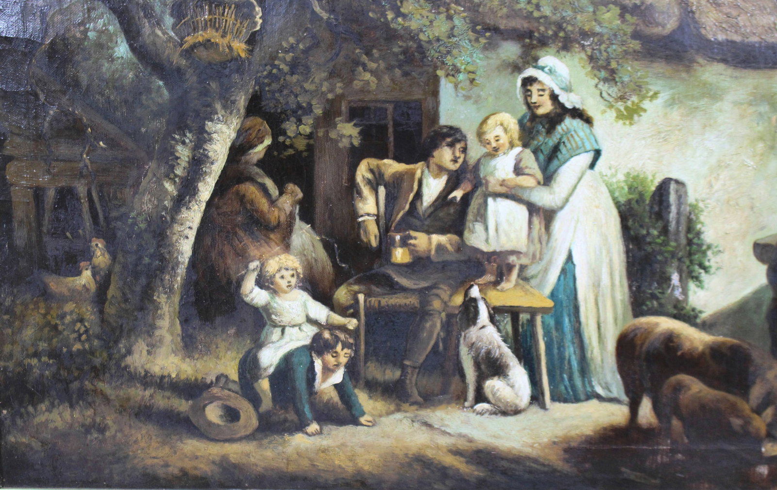 Title: Early 19th c. Country Genre Scene Oil on Canvas Description: Early 19th Century Country Genre - 6