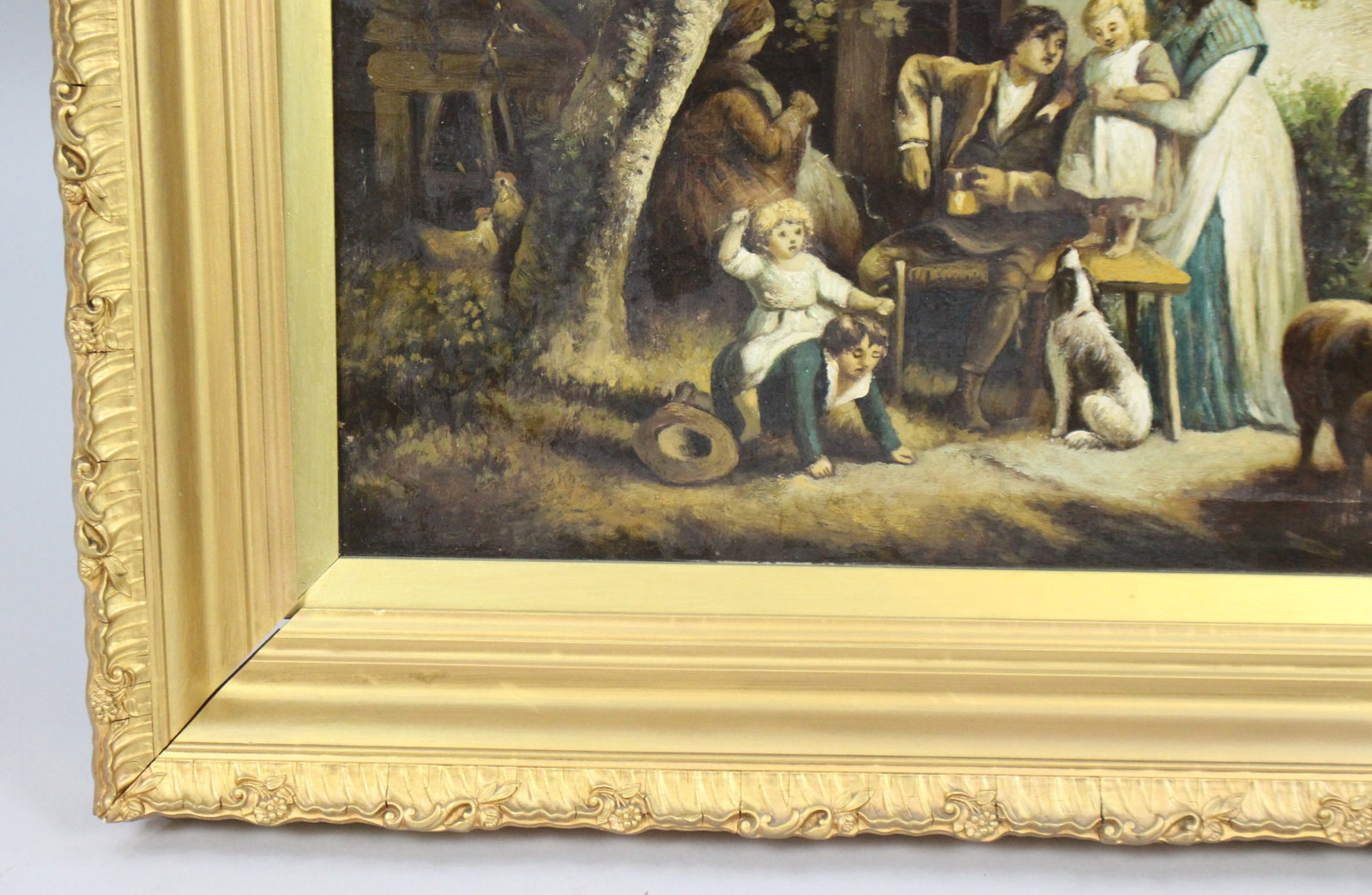 Title: Early 19th c. Country Genre Scene Oil on Canvas Description: Early 19th Century Country Genre - 8