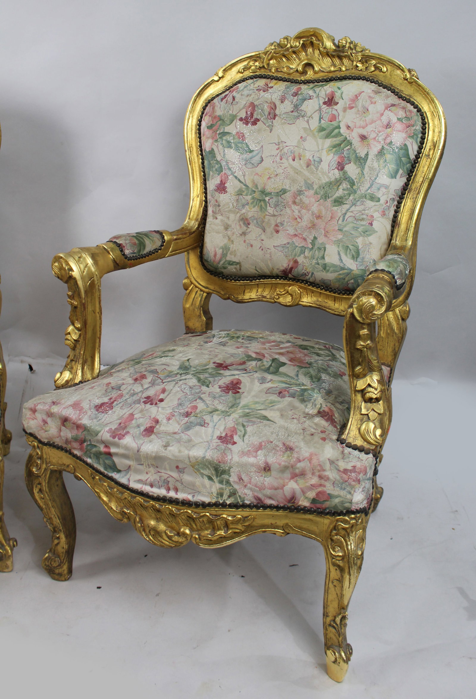 Title: Pair of Louis XV Style Italian Giltwood Fauteuils Description: Pair of Louis XV Style Italian - 3