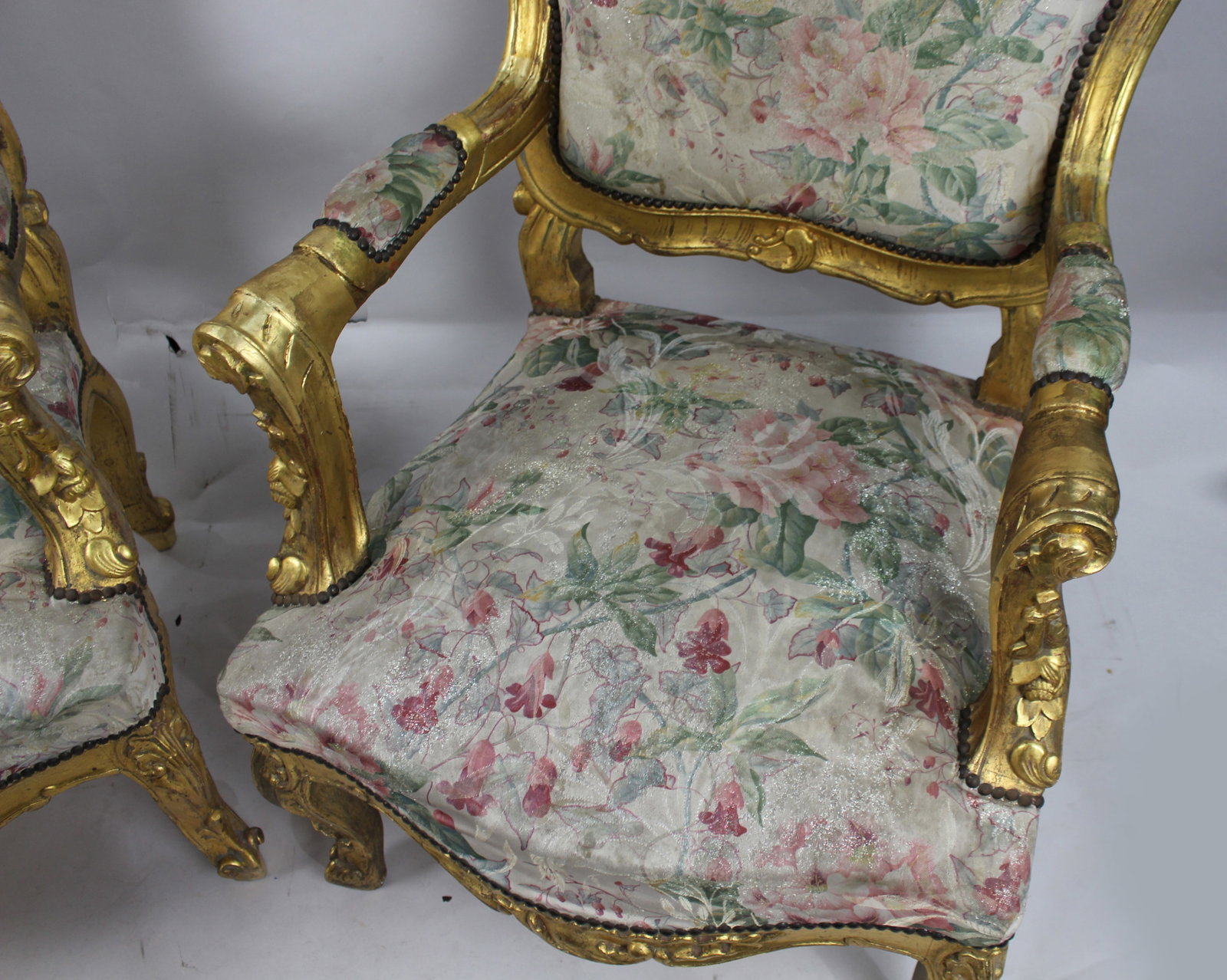 Title: Pair of Louis XV Style Italian Giltwood Fauteuils Description: Pair of Louis XV Style Italian - 9