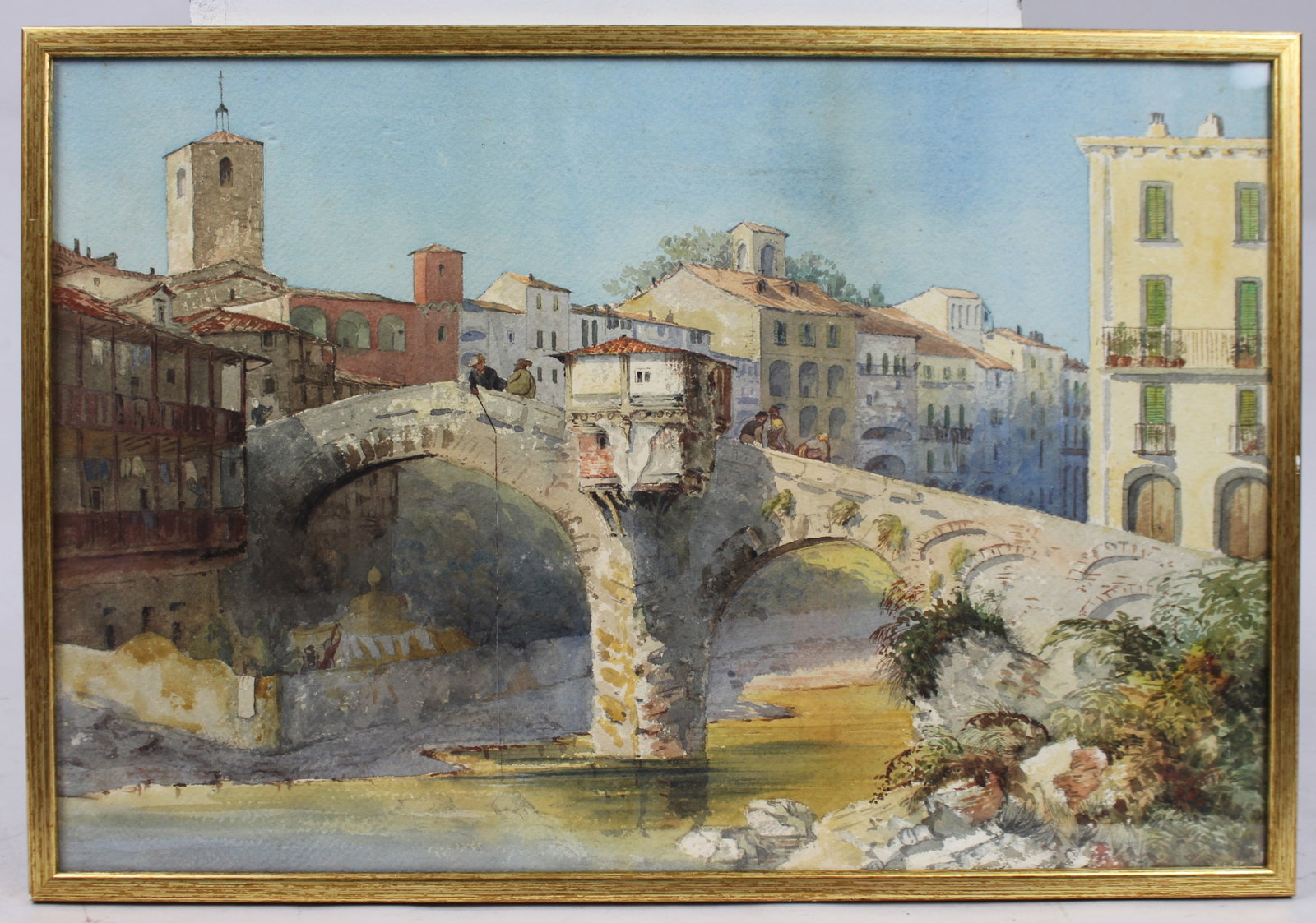 Title: 19th Century Watercolour – Italian Stone Bridge Scene, Signed J.L. 1877 Description: 19 (1 of 6)