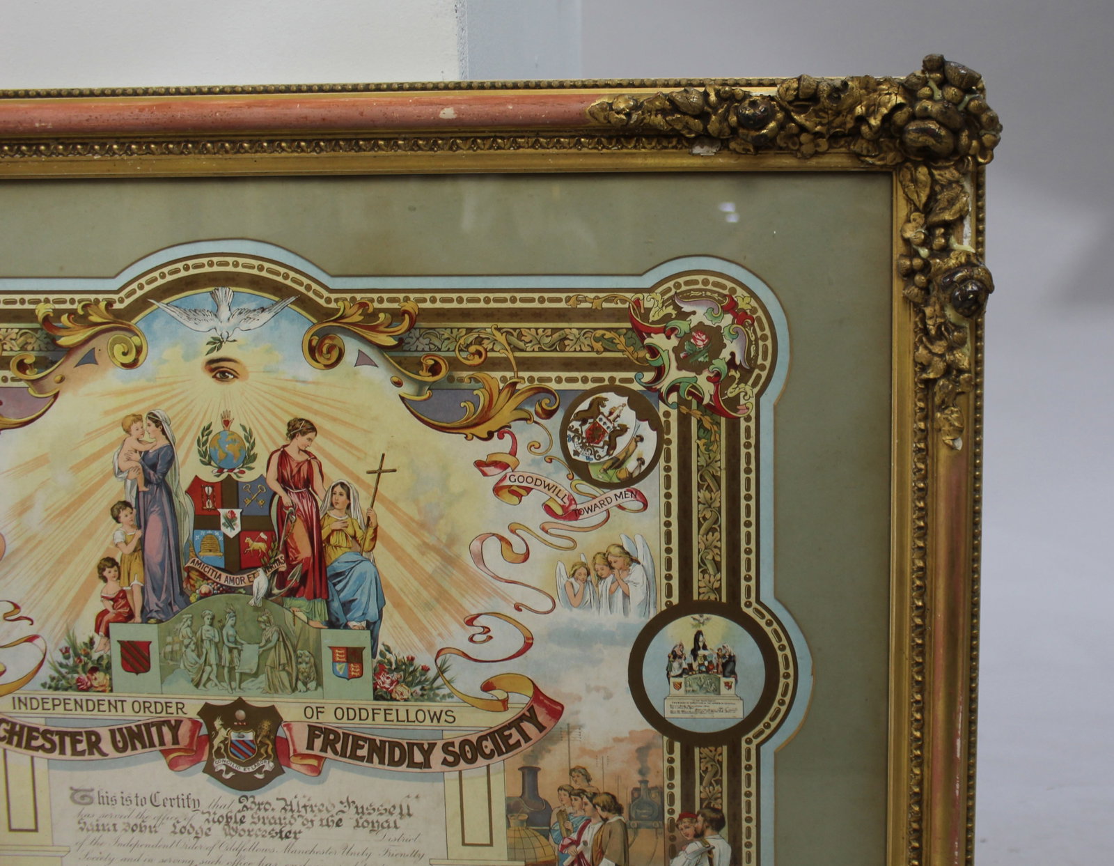 Title: Edwardian Oddfellows Manchester Unity Friendly Society Certificate – Worcester –  - 3