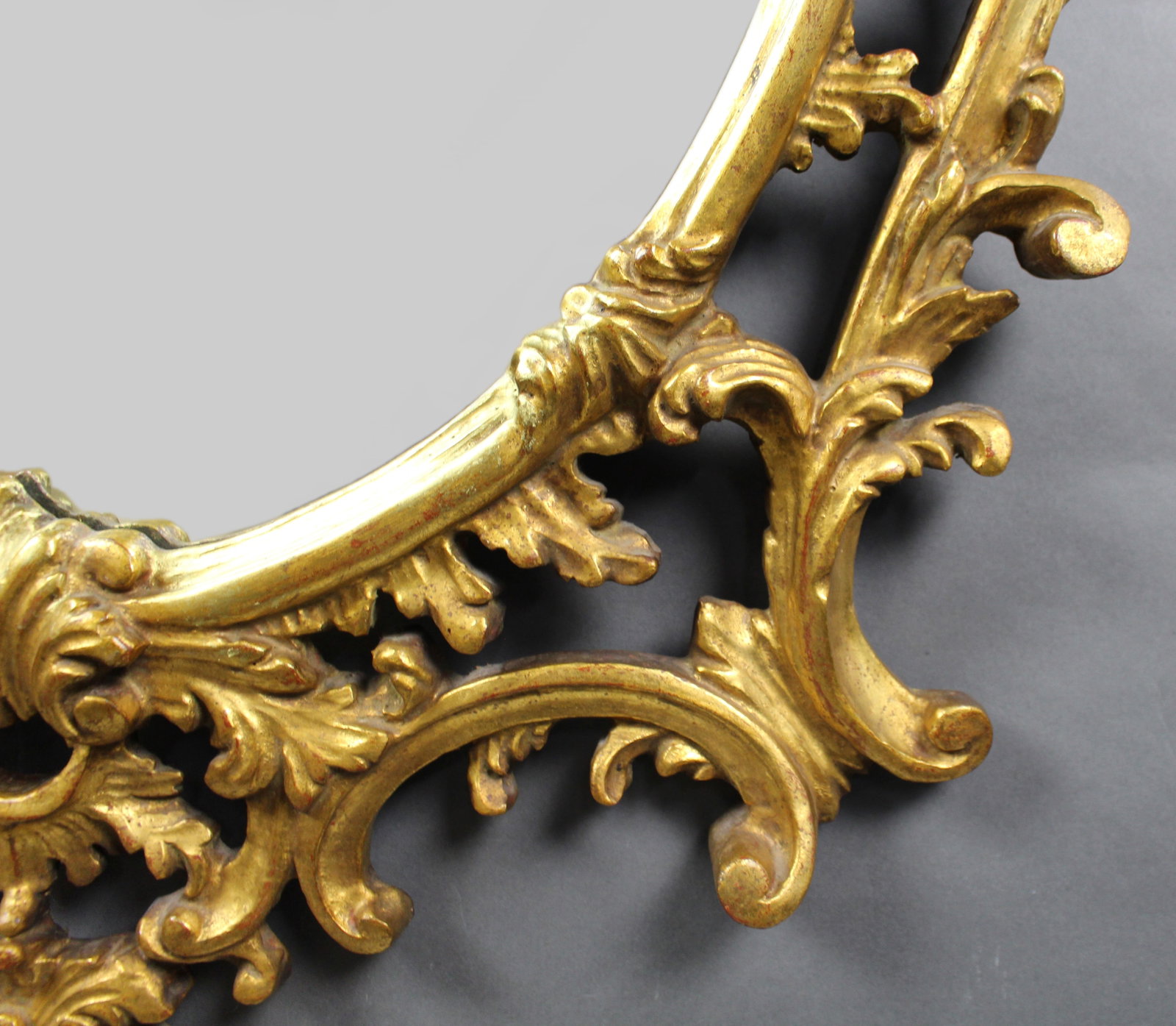 Title: Florentine Giltwood Rococo Revival Wall Mirror, Italy, Mid-20th Century Description: - 9