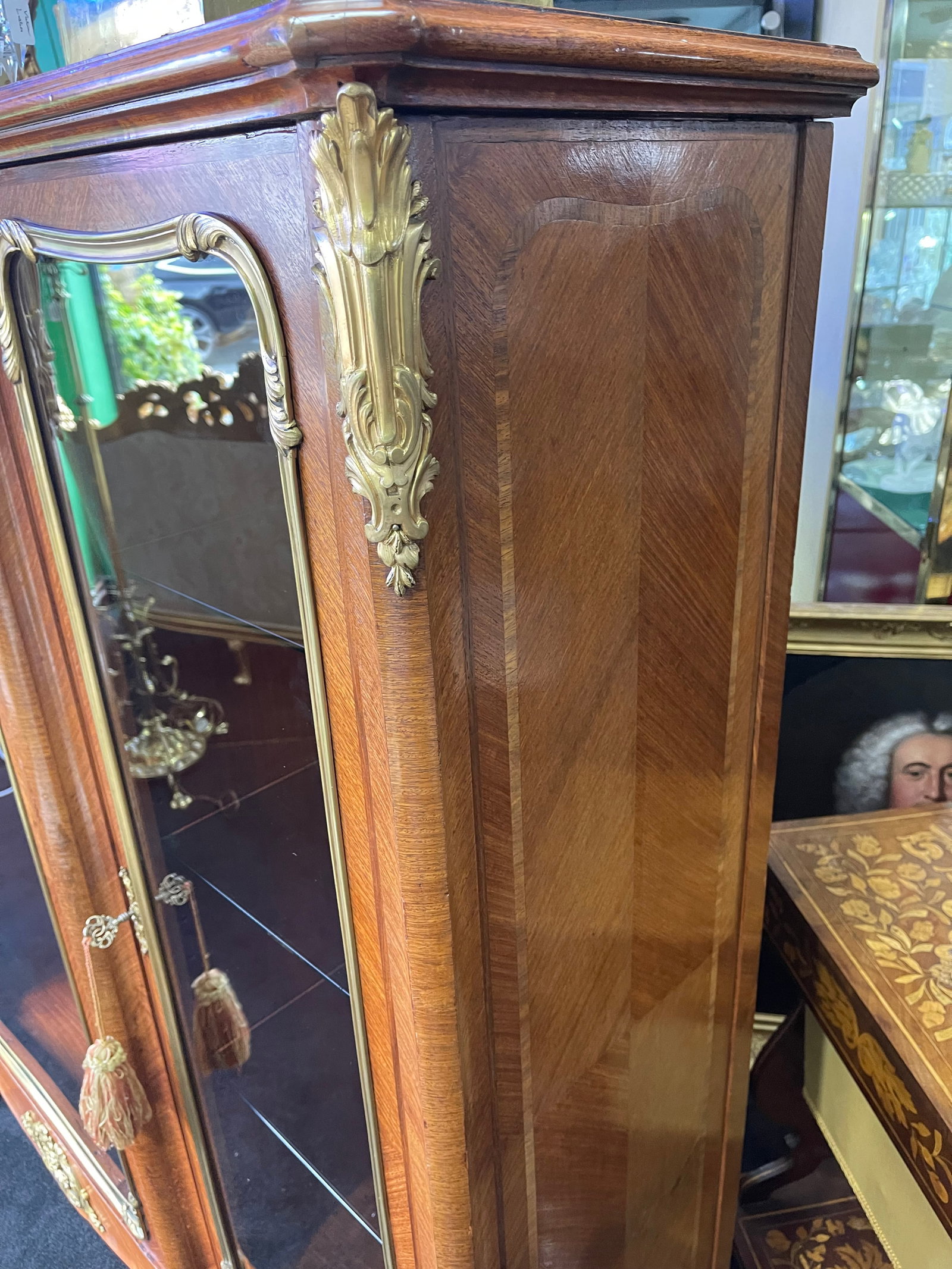Title: Fine Large Antique French Kingwood & Ormolu Mounted Vitrine Display Cabinet Description: Fine - 16