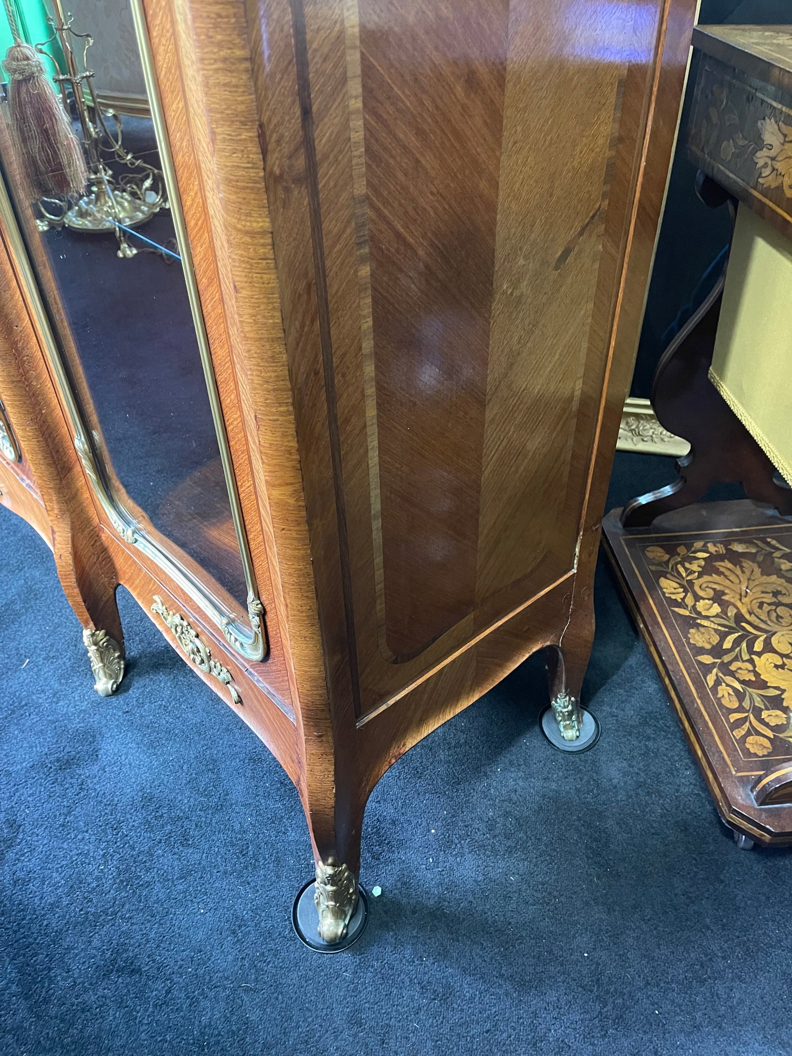 Title: Fine Large Antique French Kingwood & Ormolu Mounted Vitrine Display Cabinet Description: Fine - 17
