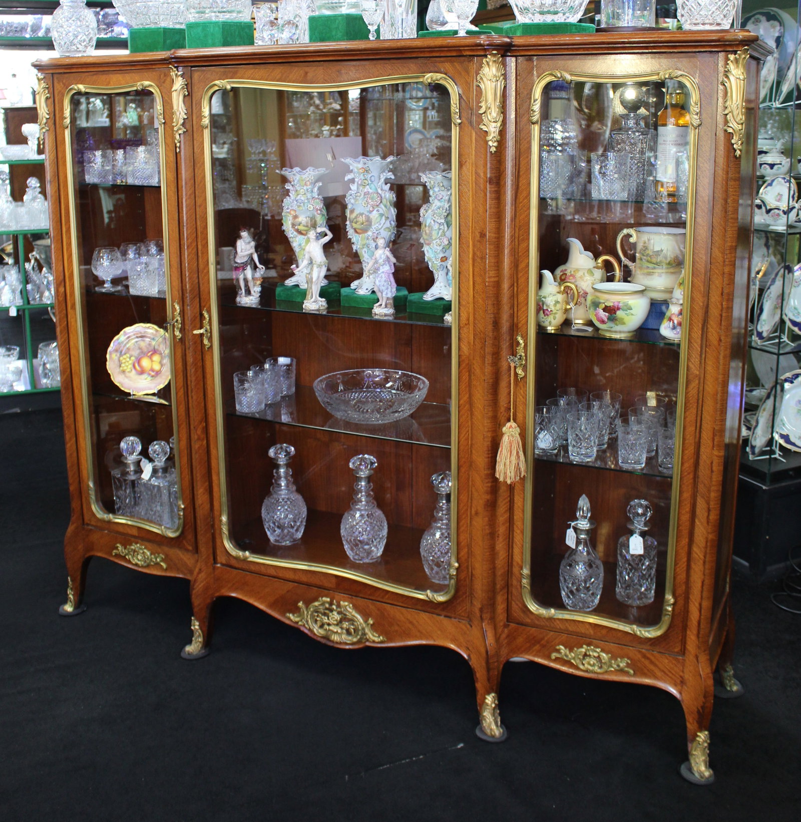 Title: Fine Large Antique French Kingwood & Ormolu Mounted Vitrine Display Cabinet Description: Fine - 5