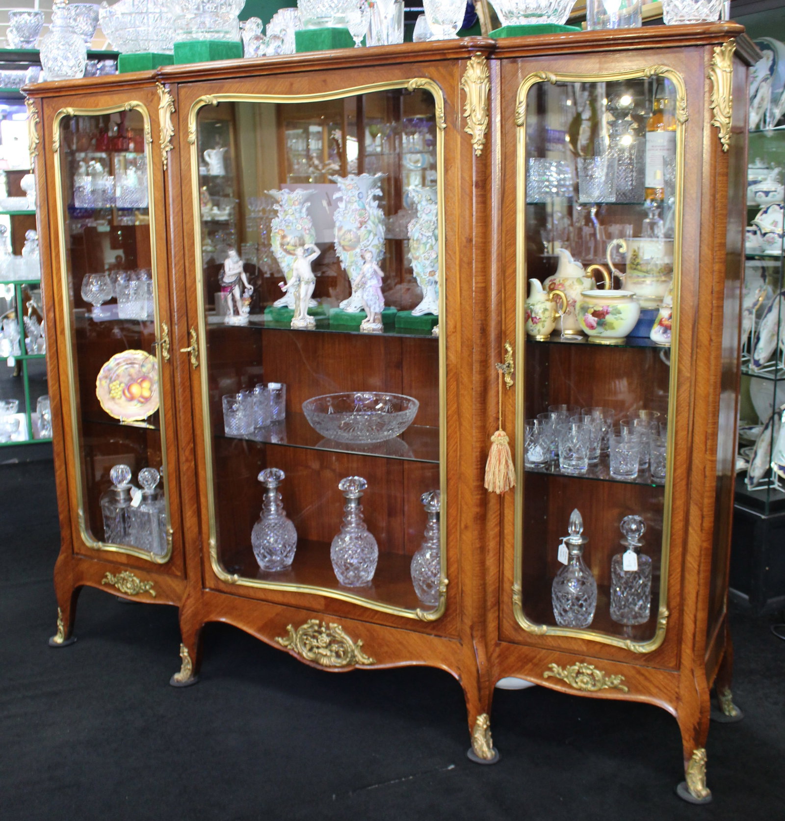 Title: Fine Large Antique French Kingwood & Ormolu Mounted Vitrine Display Cabinet Description: Fine - 6
