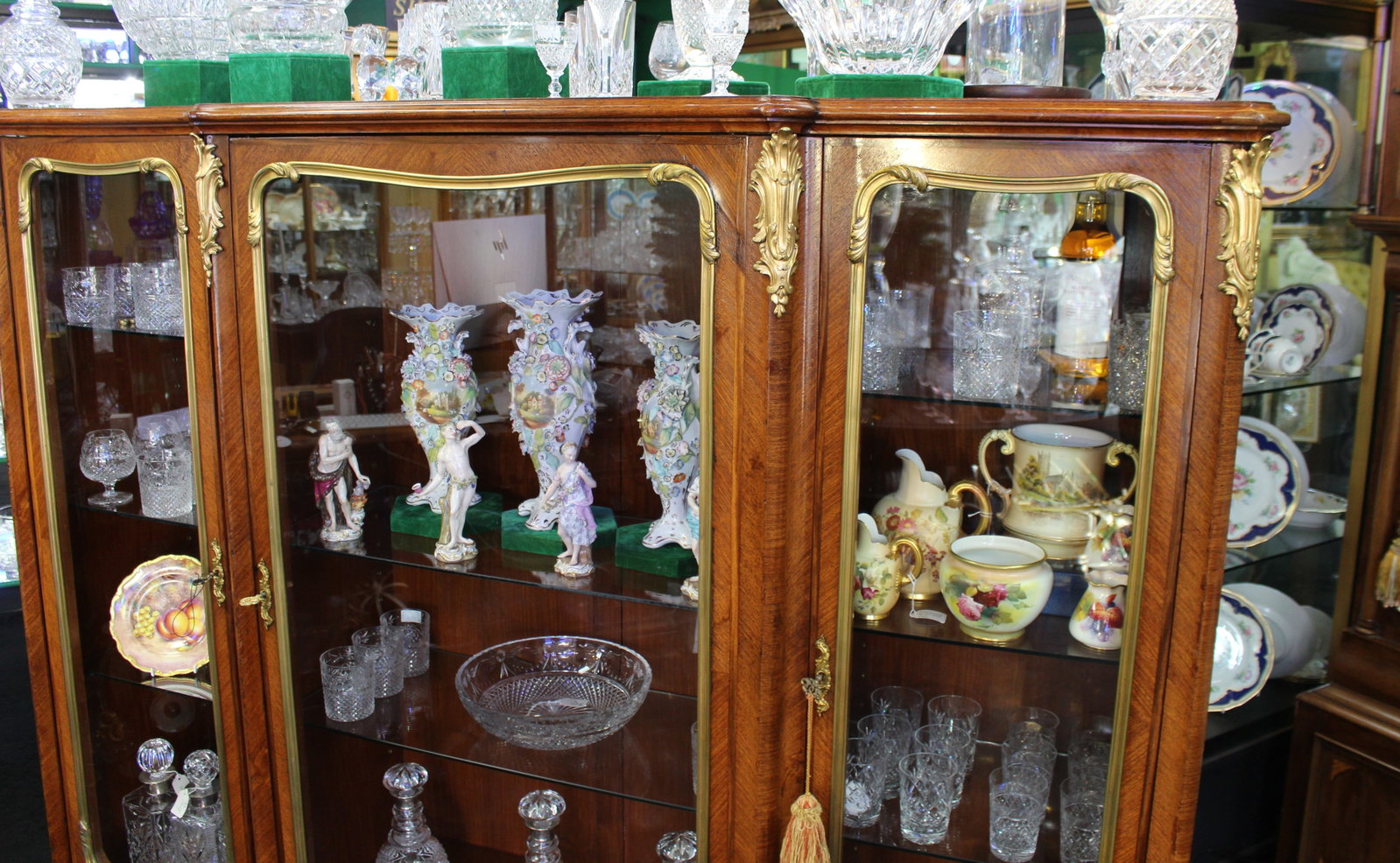 Title: Fine Large Antique French Kingwood & Ormolu Mounted Vitrine Display Cabinet Description: Fine - 8