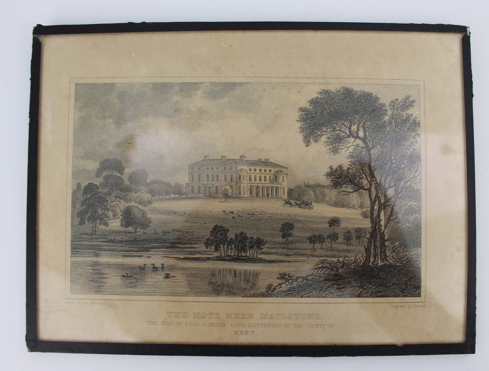 Title: Georgian Engraving – The Mote near Maidstone, 1829 Description: Georgian Engraving R: Title: Georgian Engraving – The Mote near Maidstone, 1829 Description: Georgian Engraving – The Mote near Maidstone, 1829 A small early 19th century engraved view of The Mote near Maidston