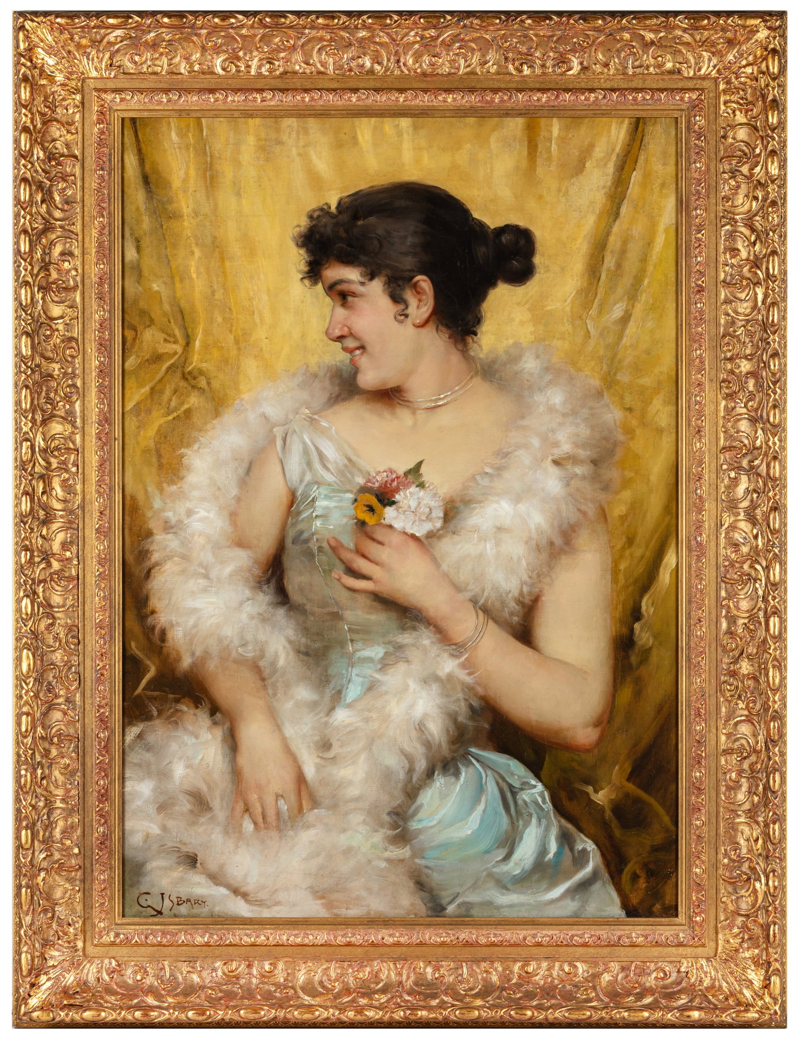 Title: Portrait Painting of a Young Beauty Oil on Canvas by G. J. S. Bary c.1900 Description:: Title: Portrait Painting of a Young Beauty Oil on Canvas by G. J. S. Bary c.1900 Description: Portrait Painting of a Young Beauty Oil on Canvas by G. J. S. Bary c.1900 We are pleased to offer a fine