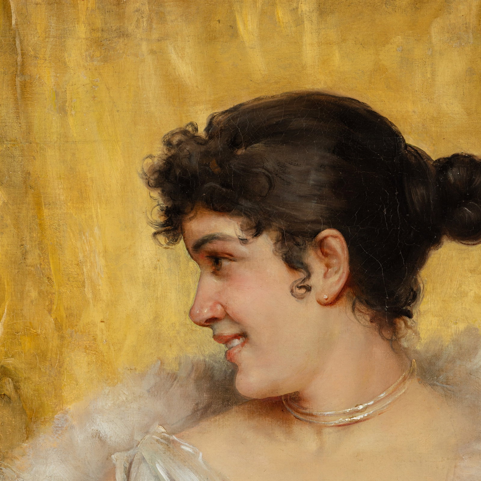 Title: Portrait Painting of a Young Beauty Oil on Canvas by G. J. S. Bary c.1900 Description: - 3