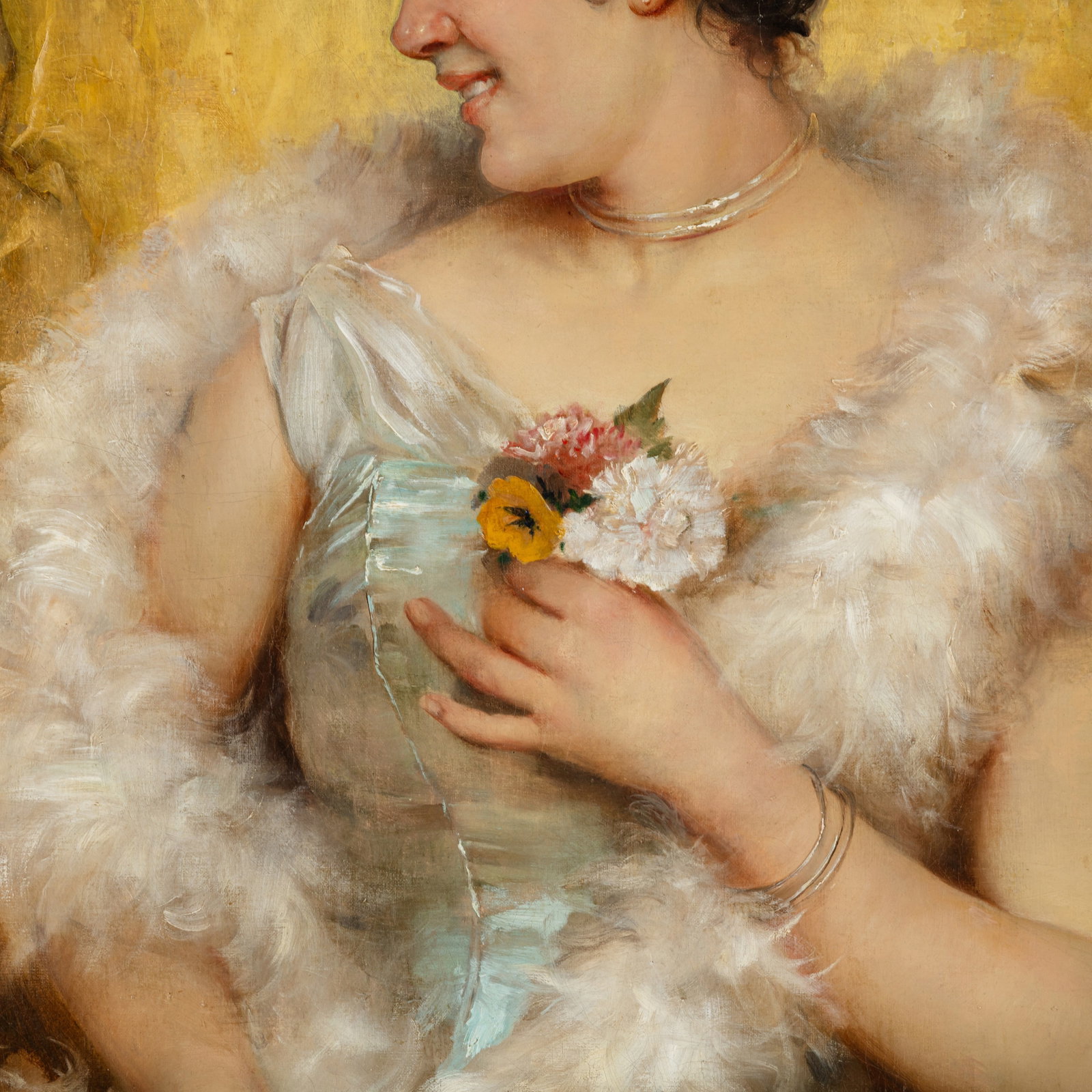 Title: Portrait Painting of a Young Beauty Oil on Canvas by G. J. S. Bary c.1900 Description: - 4