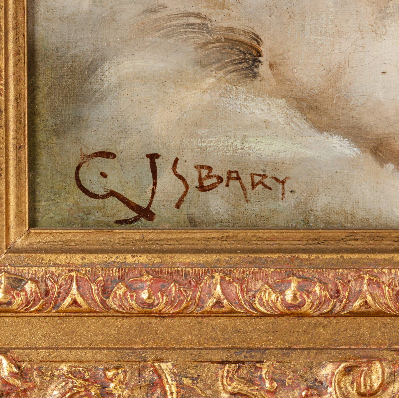 Title: Portrait Painting of a Young Beauty Oil on Canvas by G. J. S. Bary c.1900 Description: - 6