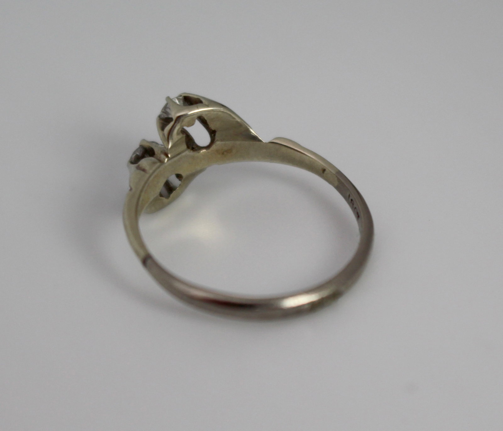 Title: Diamond Crossover 18ct White Gold Ring Description: Diamond Crossover 18ct White Gold Ring - 9