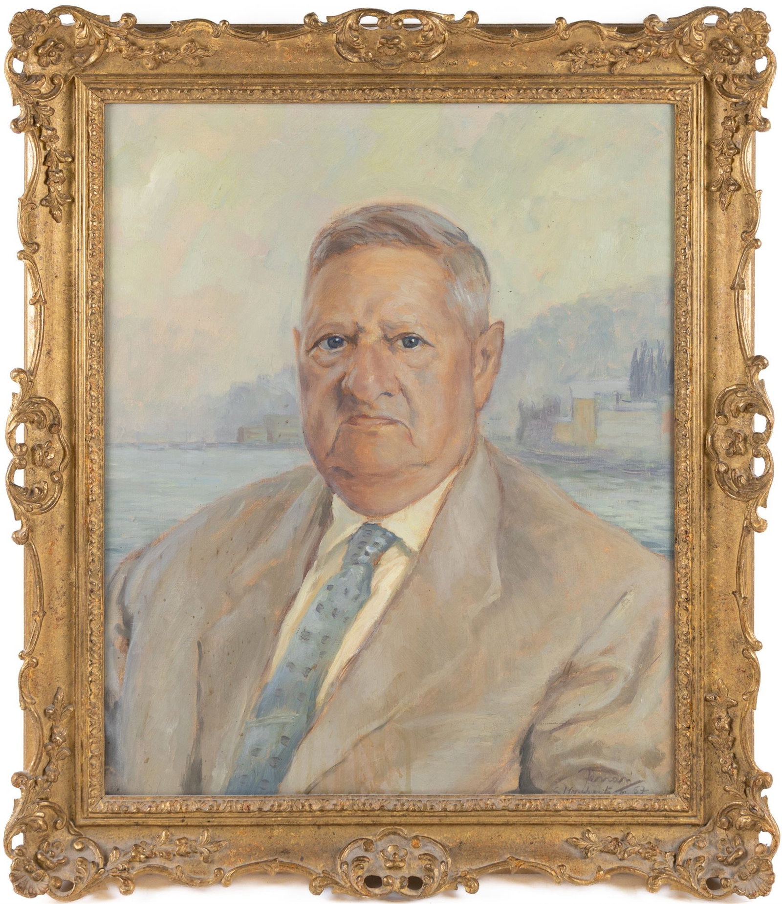 Title: Pair of Mid 20th c. Italian Portraits in Swept Gilt Frames Description: Pair of Mid 20th c. - 3