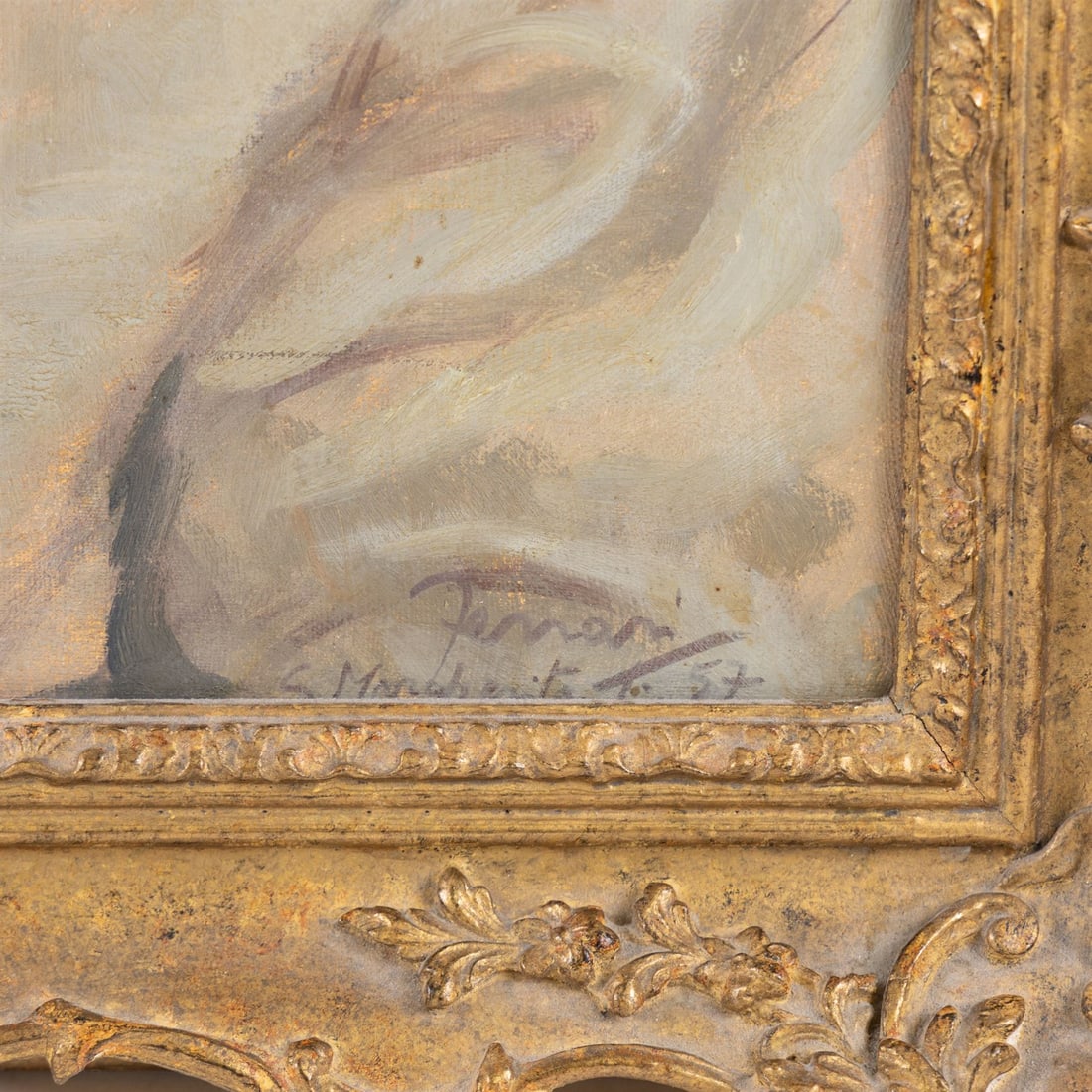 Title: Pair of Mid 20th c. Italian Portraits in Swept Gilt Frames Description: Pair of Mid 20th c. - 5