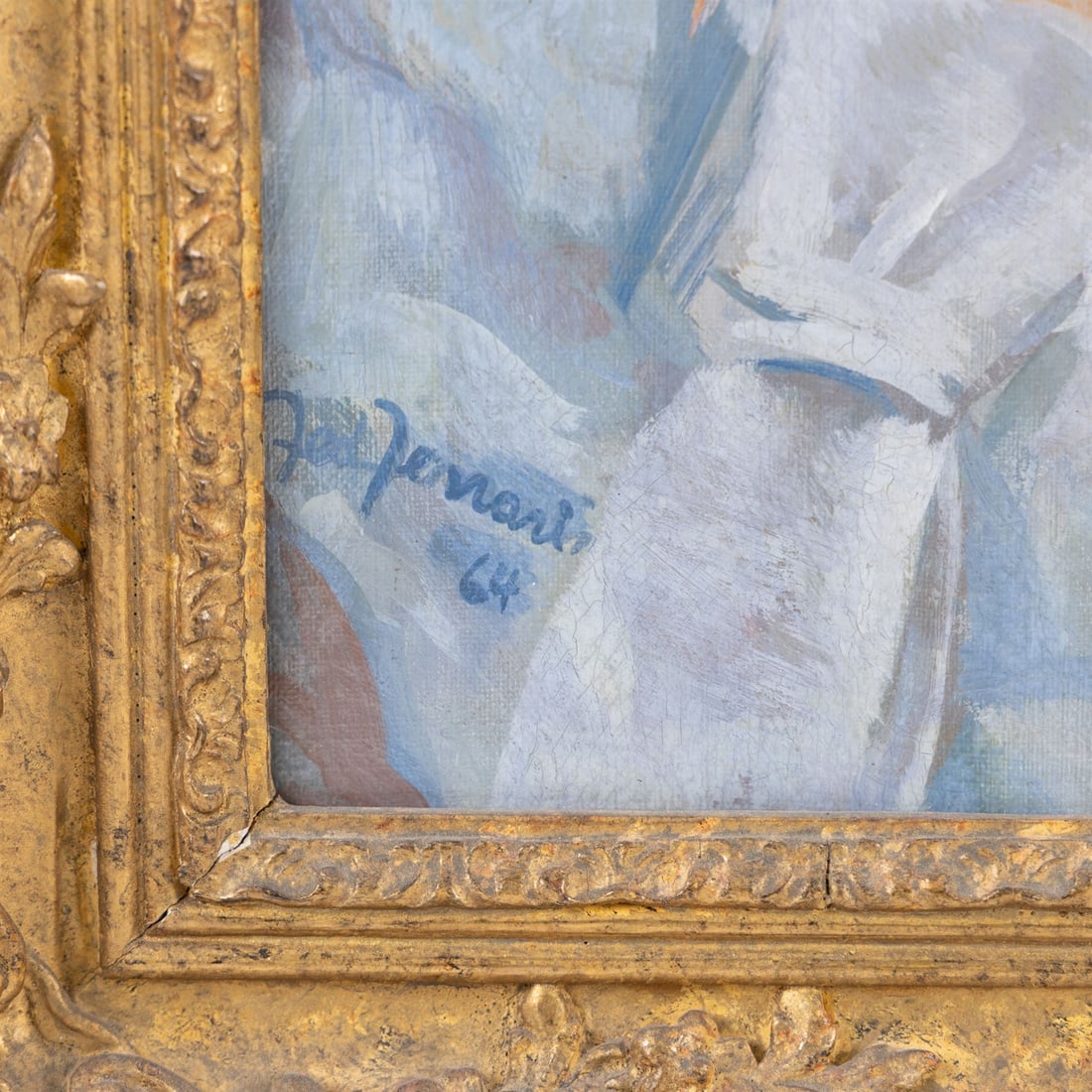 Title: Pair of Mid 20th c. Italian Portraits in Swept Gilt Frames Description: Pair of Mid 20th c. - 9