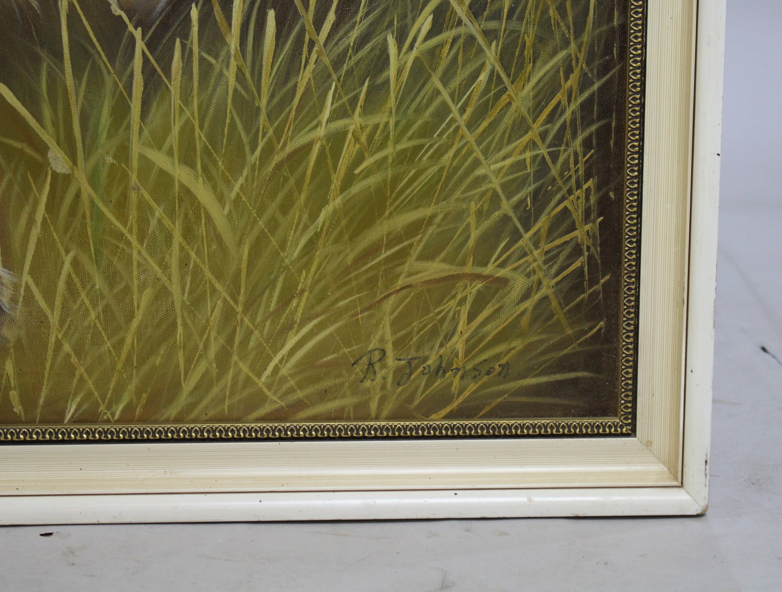 Title: Dogs Oil on Board by R.Johnson Description: 20th century. Oil on board. Signed by the - 2