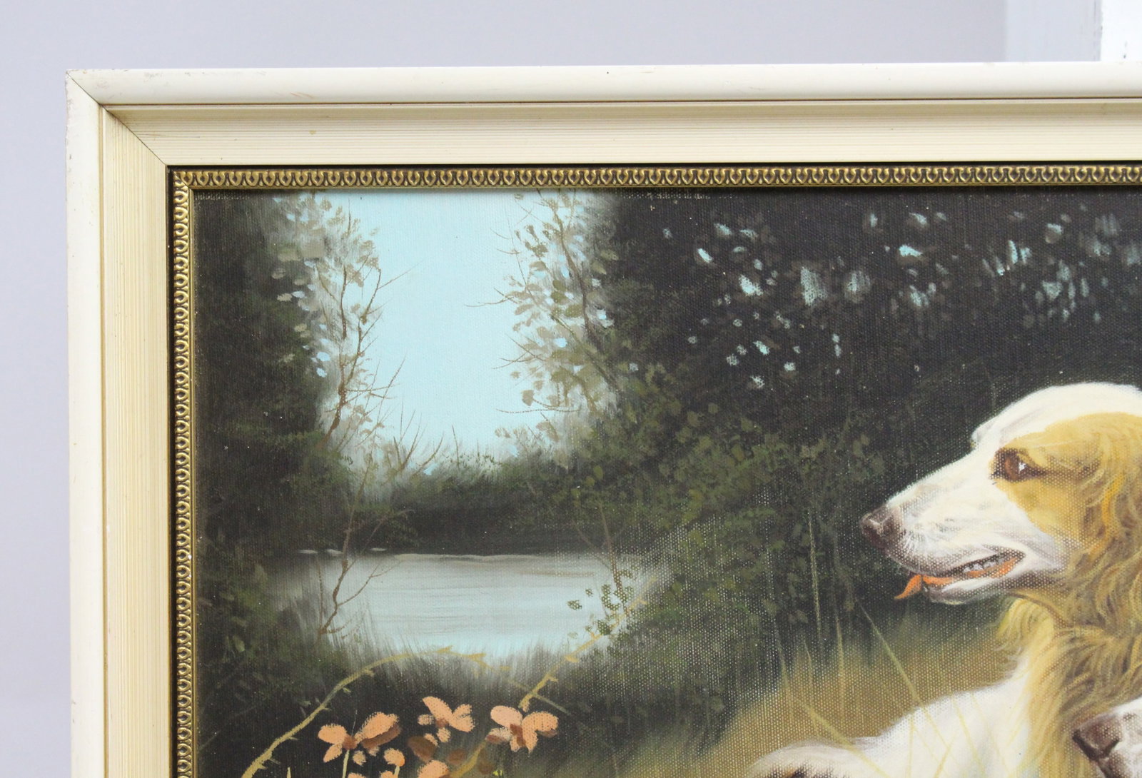Title: Dogs Oil on Board by R.Johnson Description: 20th century. Oil on board. Signed by the - 3