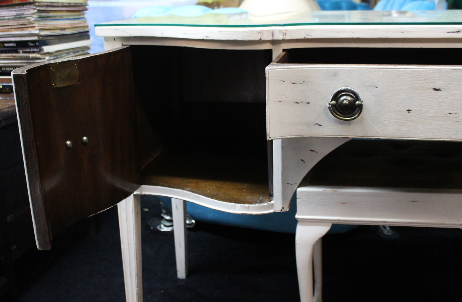 Title: Vintage Painted Dressing Table with Stool Description: Vintage Painted Dressing Table with - 11