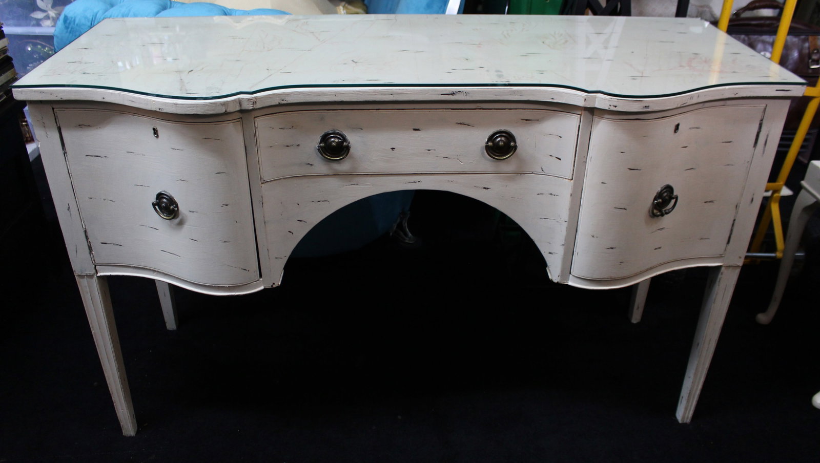 Title: Vintage Painted Dressing Table with Stool Description: Vintage Painted Dressing Table with - 4