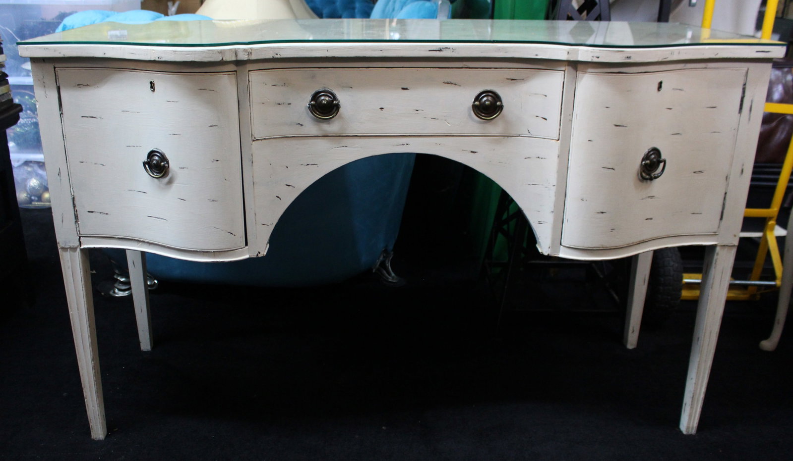 Title: Vintage Painted Dressing Table with Stool Description: Vintage Painted Dressing Table with - 5