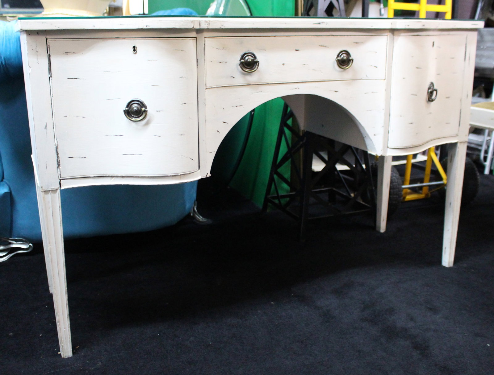 Title: Vintage Painted Dressing Table with Stool Description: Vintage Painted Dressing Table with - 6