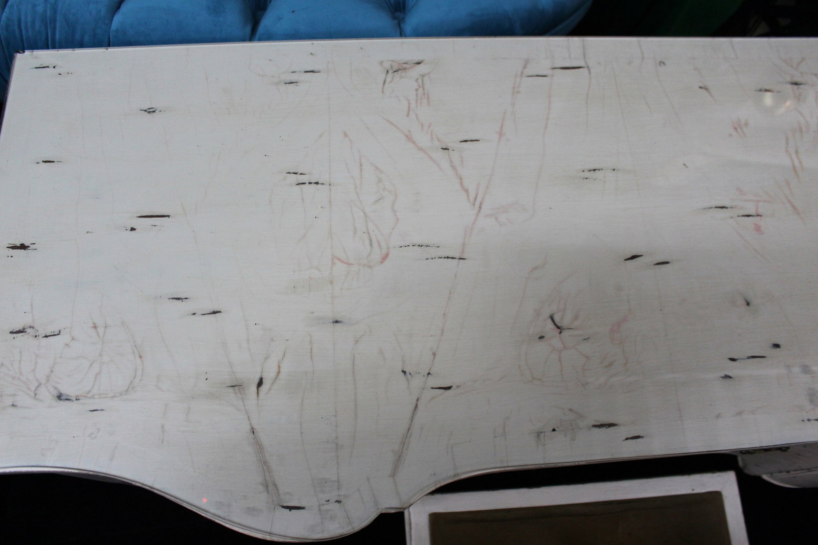 Title: Vintage Painted Dressing Table with Stool Description: Vintage Painted Dressing Table with - 9