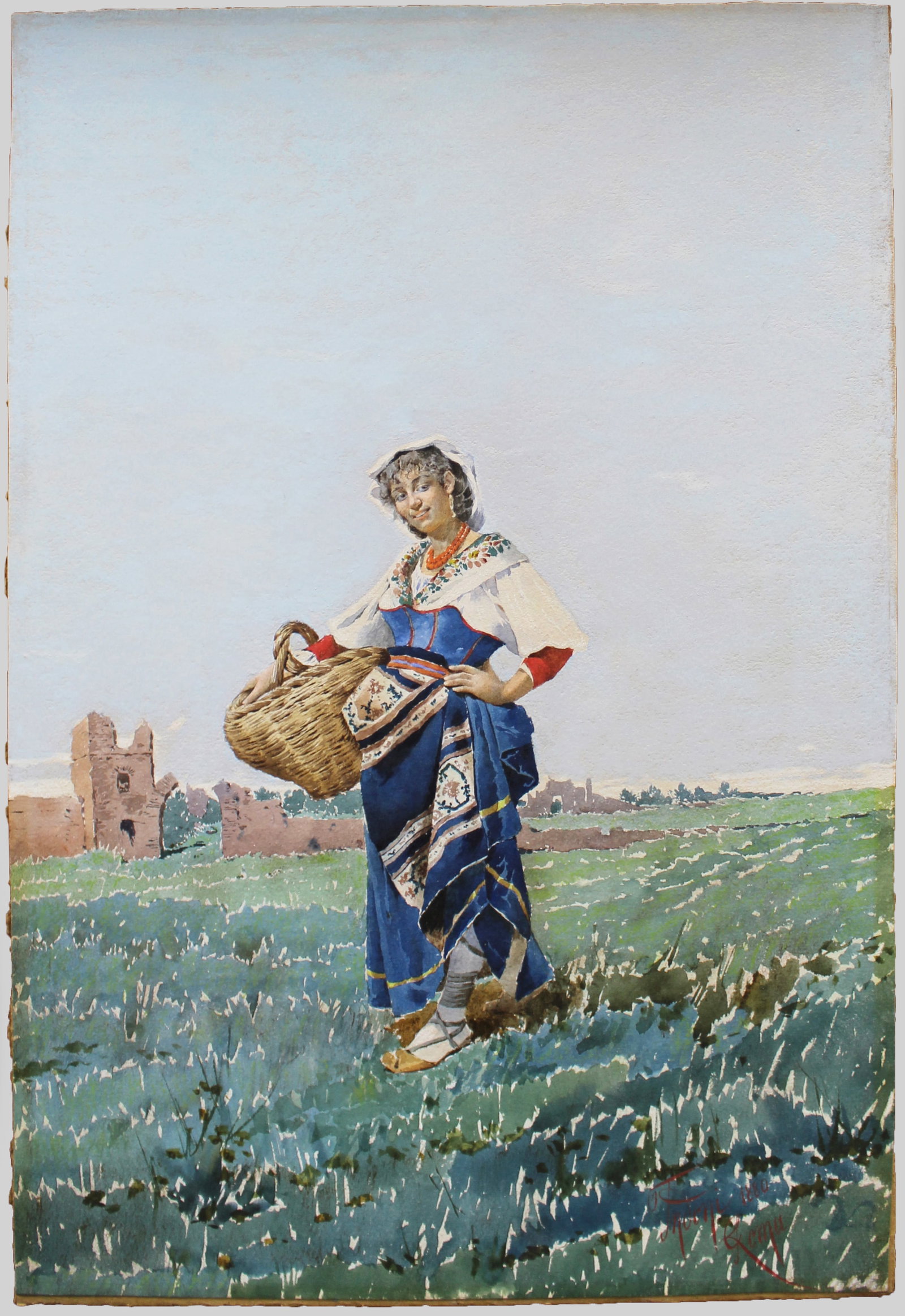 Title: Pair of Grand Tour Italian Watercolours by Filippo Indoni (1842–1908), Rome 1880 Descri - 11