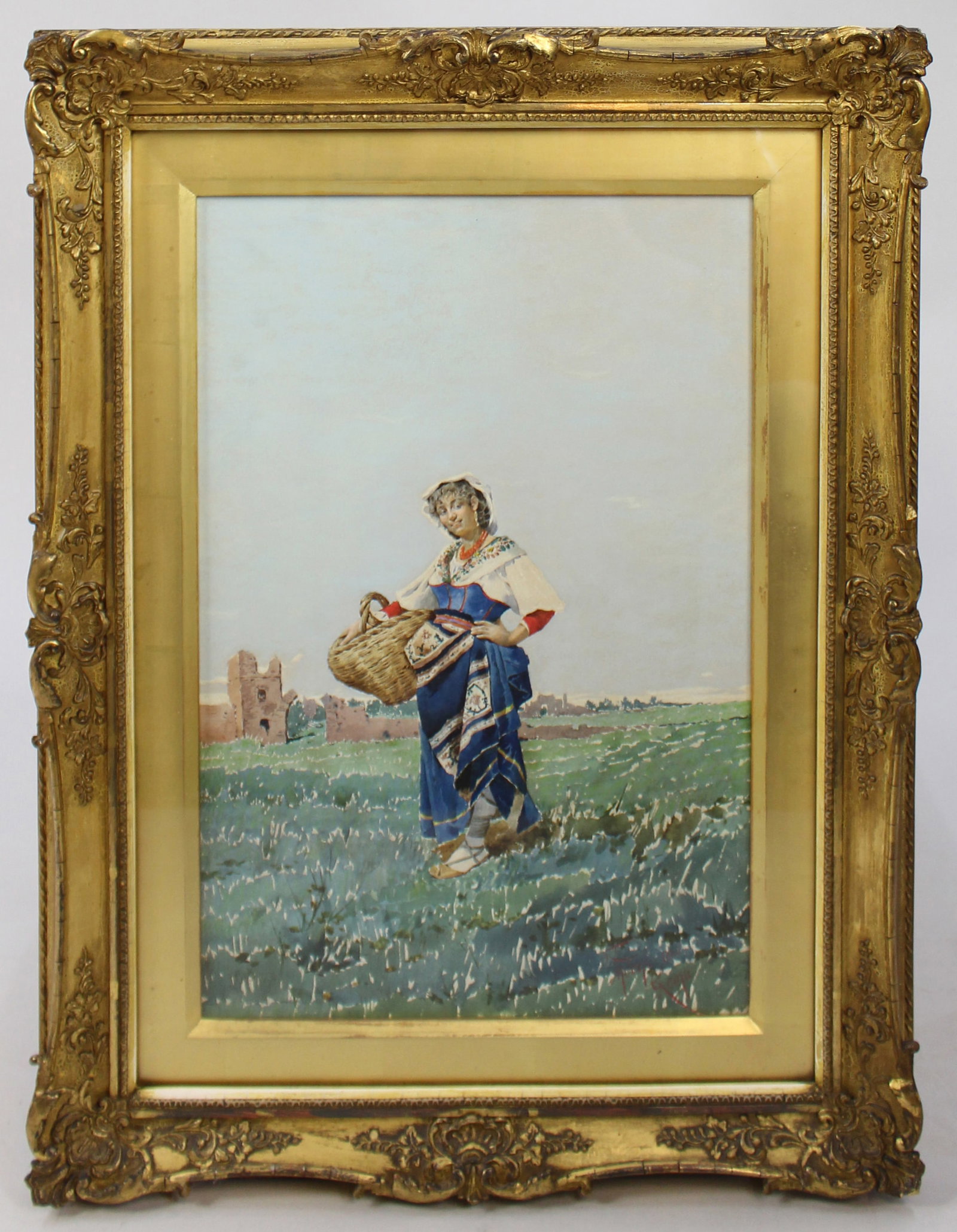 Title: Pair of Grand Tour Italian Watercolours by Filippo Indoni (1842–1908), Rome 1880 Descri - 2