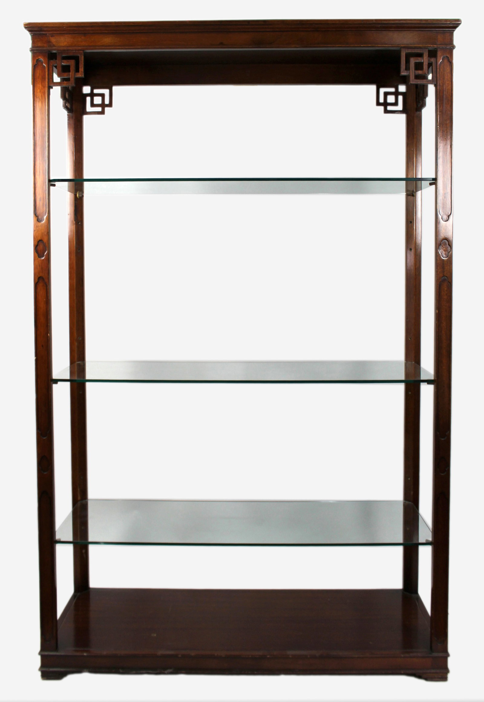 Title: Pair of Large Vintage Chinese Chippendale Style Mahogany Display Shelves Description: Pair of - 4