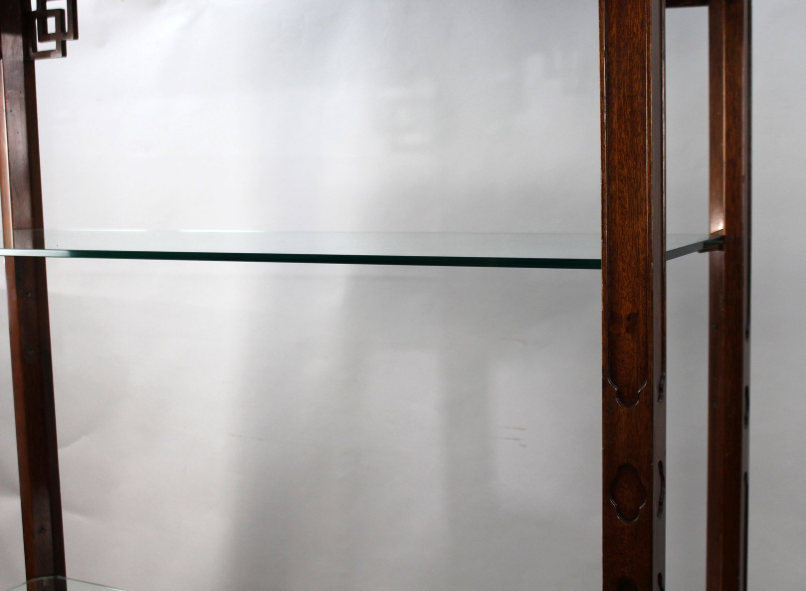 Title: Pair of Large Vintage Chinese Chippendale Style Mahogany Display Shelves Description: Pair of - 6