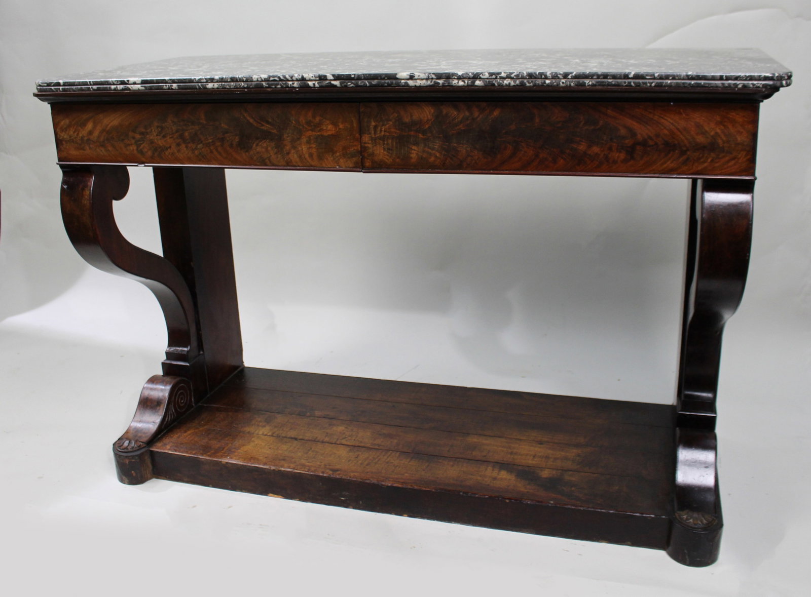 Title: Fine Napoleon I Period French Mahogany Console Table with Variegated Marble Top - 3
