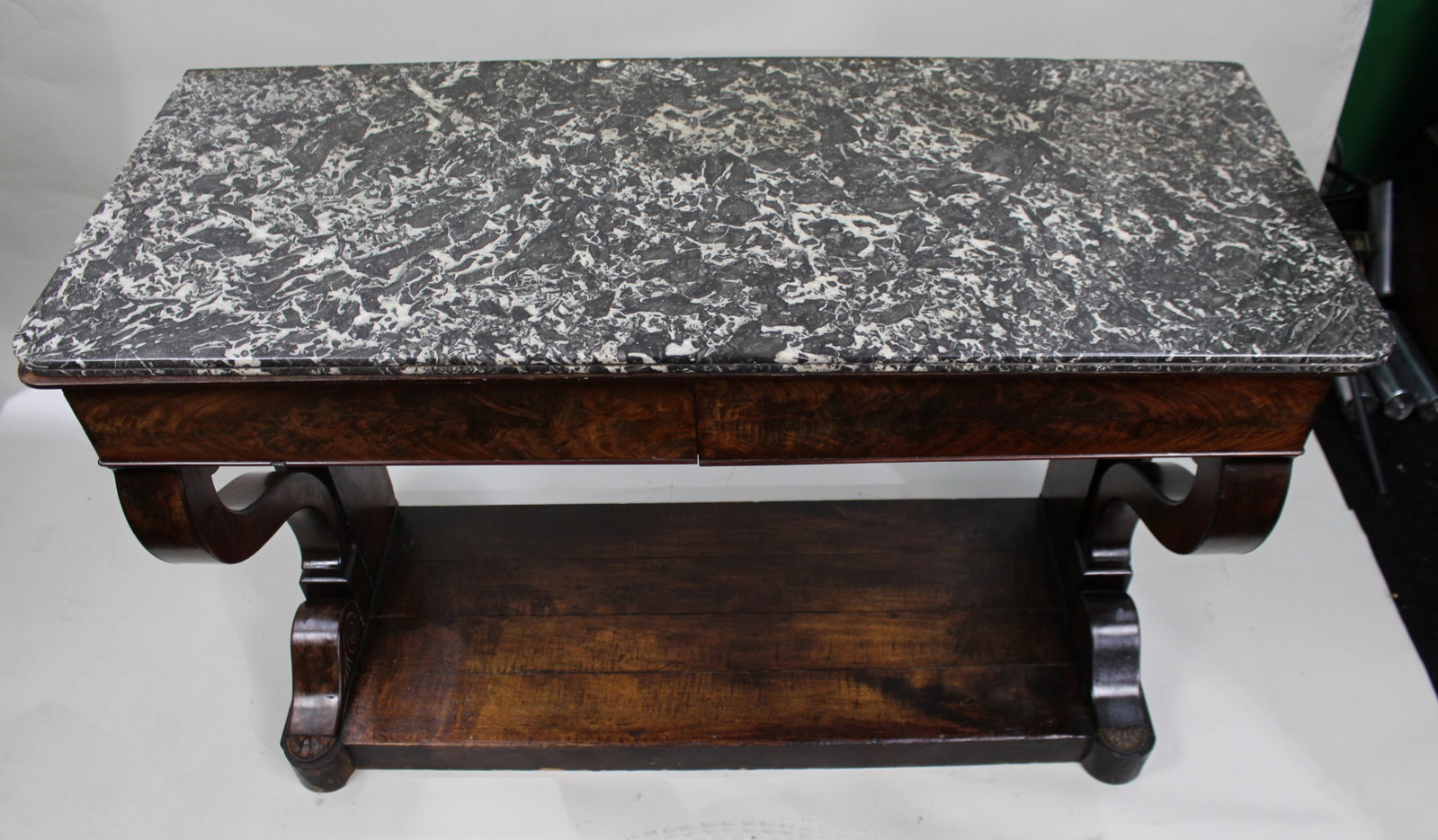 Title: Fine Napoleon I Period French Mahogany Console Table with Variegated Marble Top - 5
