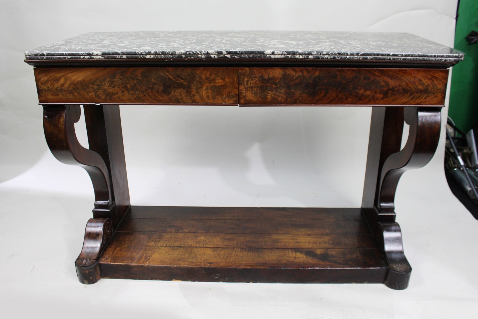 Title: Fine Napoleon I Period French Mahogany Console Table with Variegated Marble Top - 6