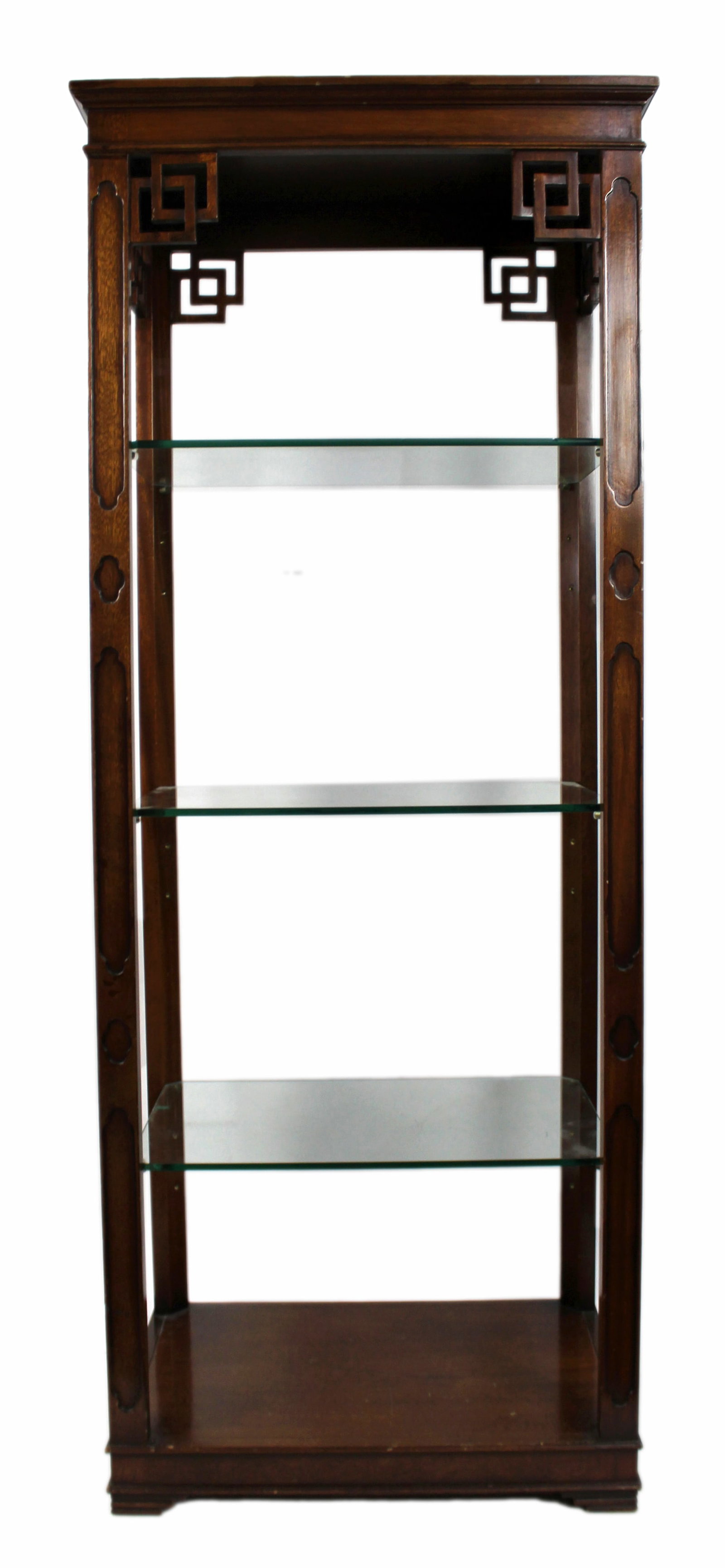 Title: Vintage Mahogany Shelves Description: Dimensions (smaller cabinet): 72.5 cm W x 50 cm D x - 2