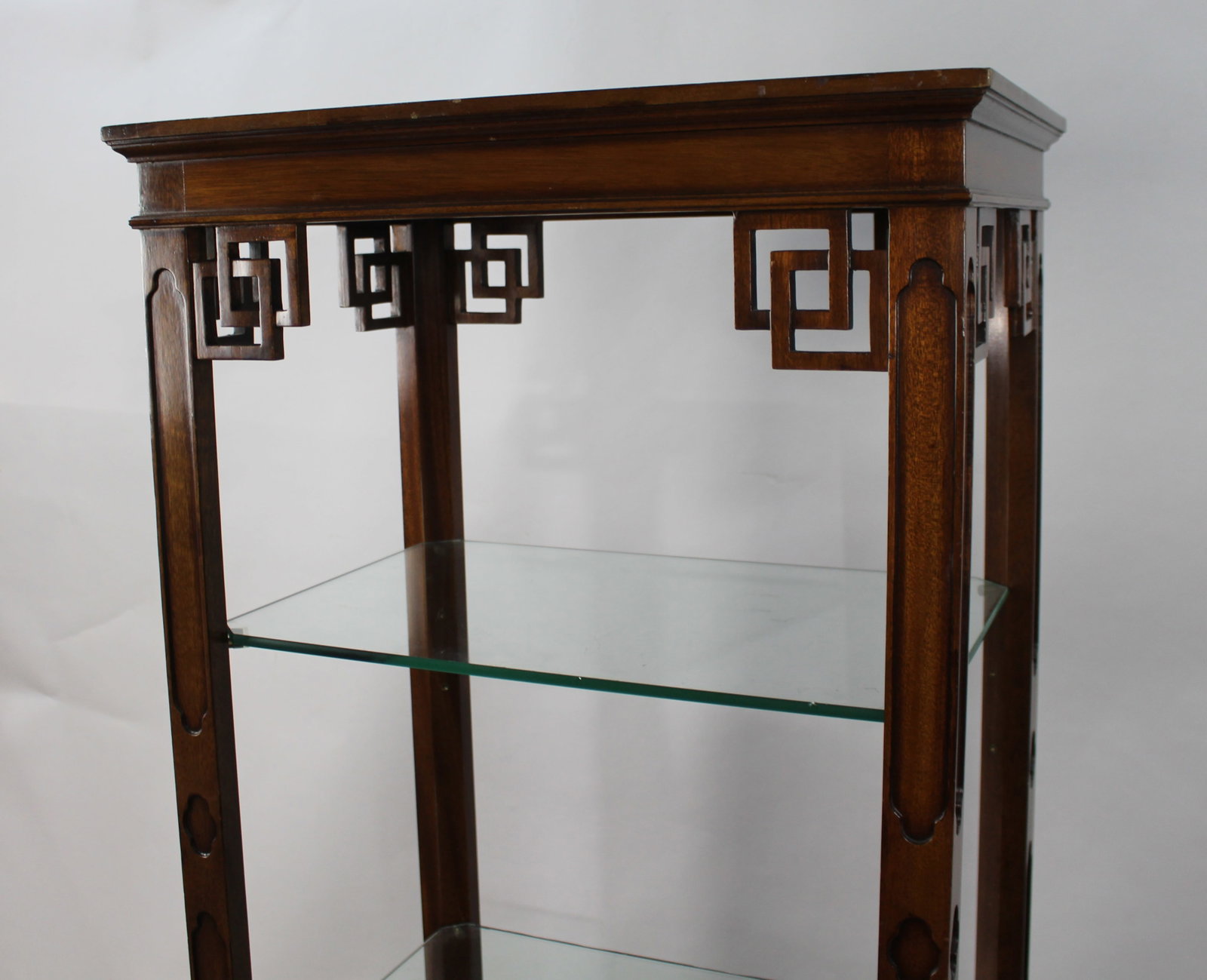 Title: Vintage Mahogany Shelves Description: Dimensions (smaller cabinet): 72.5 cm W x 50 cm D x - 5