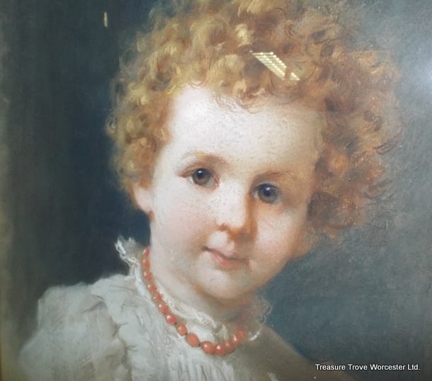 Title: Antique 1897 Pastel Portrait of a Child by Léon Spinick Description: Antique 1897 Pastel - 6