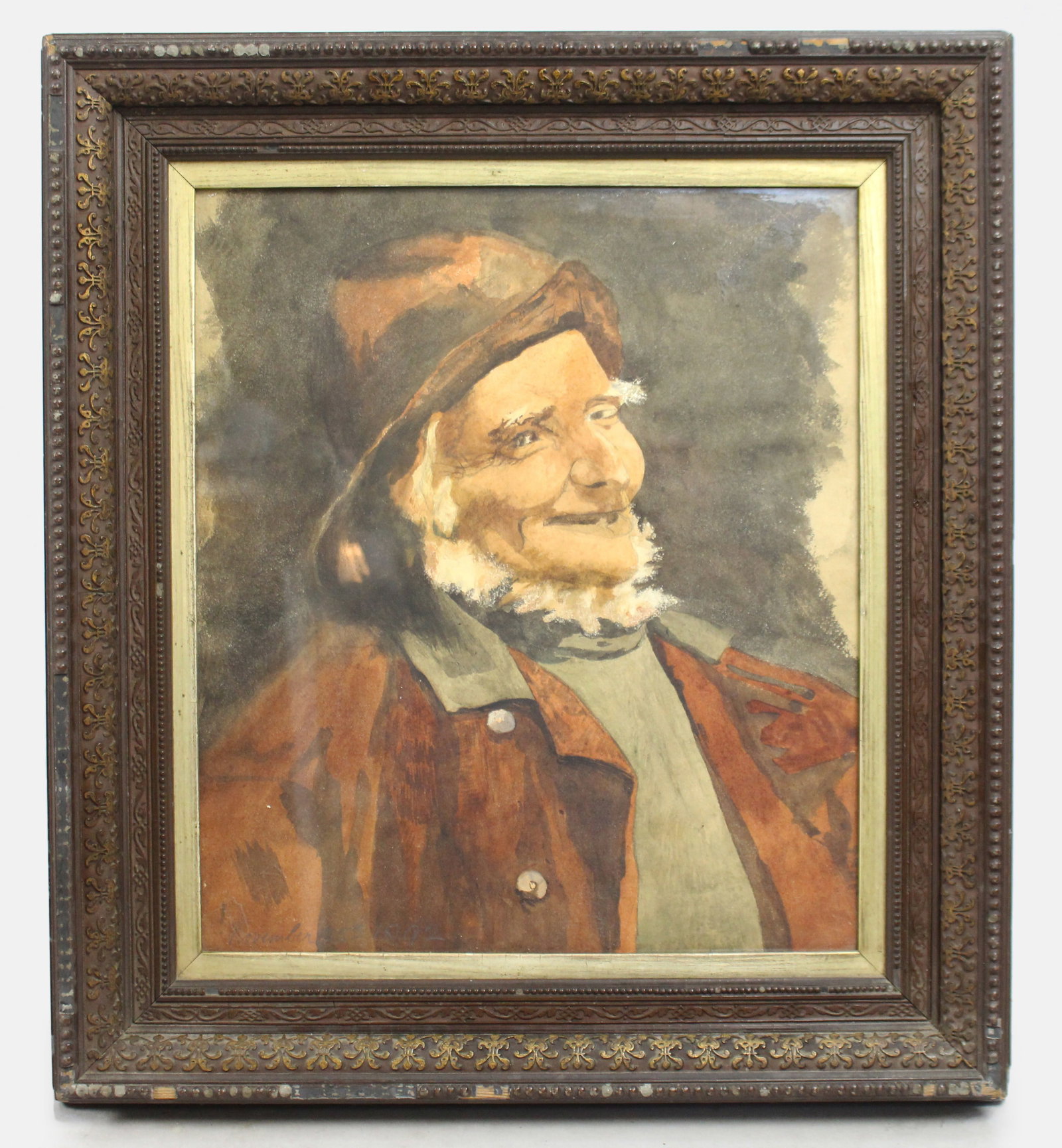 Title: Victorian Watercolour Portrait of a Bearded Fisherman (1892) Description: Victorian (1 of 4)