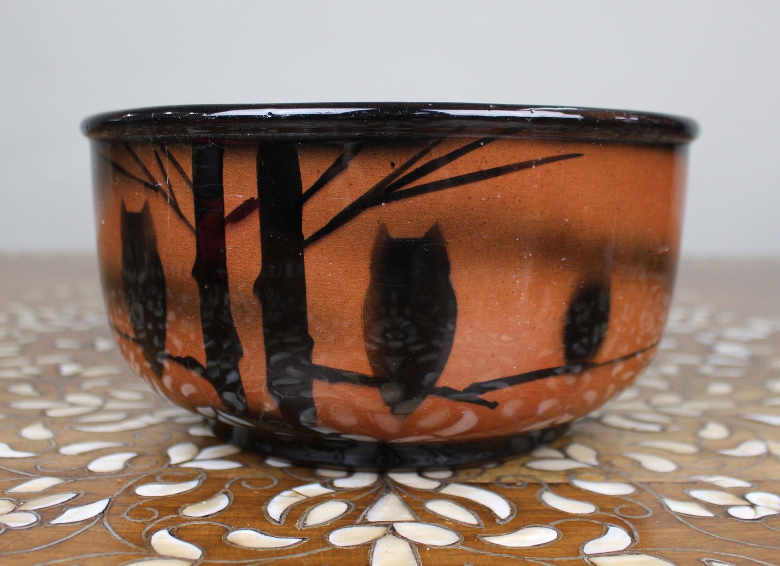 Title: Studio Pottery Owl Bowl Description: Studio Pottery Owl Bowl A late 20th-century studio (1 of 5)