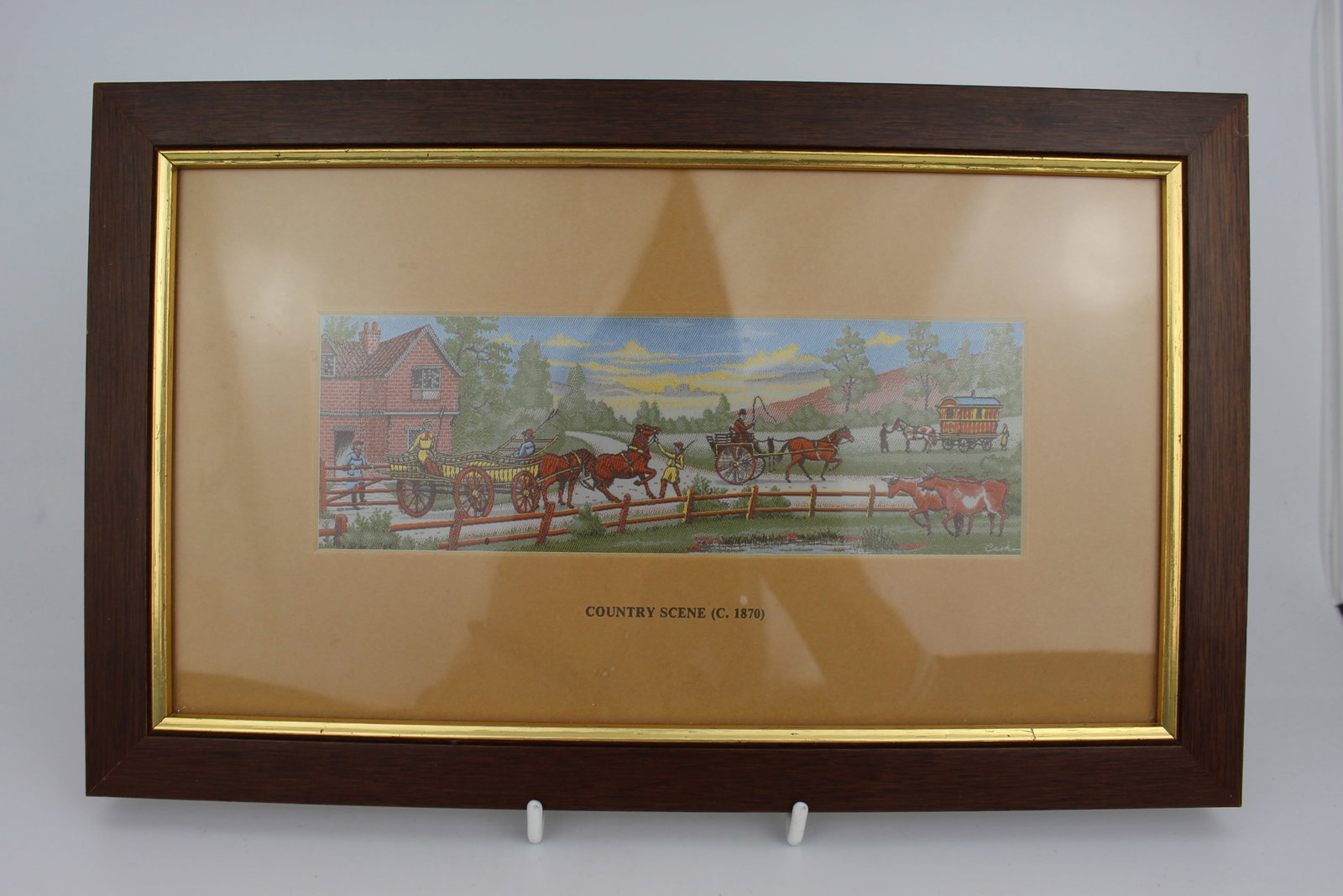 Title: Pair of Cashs Miniaure Woven Pictures Description: Pair of Cash's Miniature Woven Pictures: Title: Pair of Cashs Miniaure Woven Pictures Description: Pair of Cash's Miniature Woven Pictures Set behind glass with titled mount in gilt and mahogany frame. Frame measures 34 x 21 (height) cm