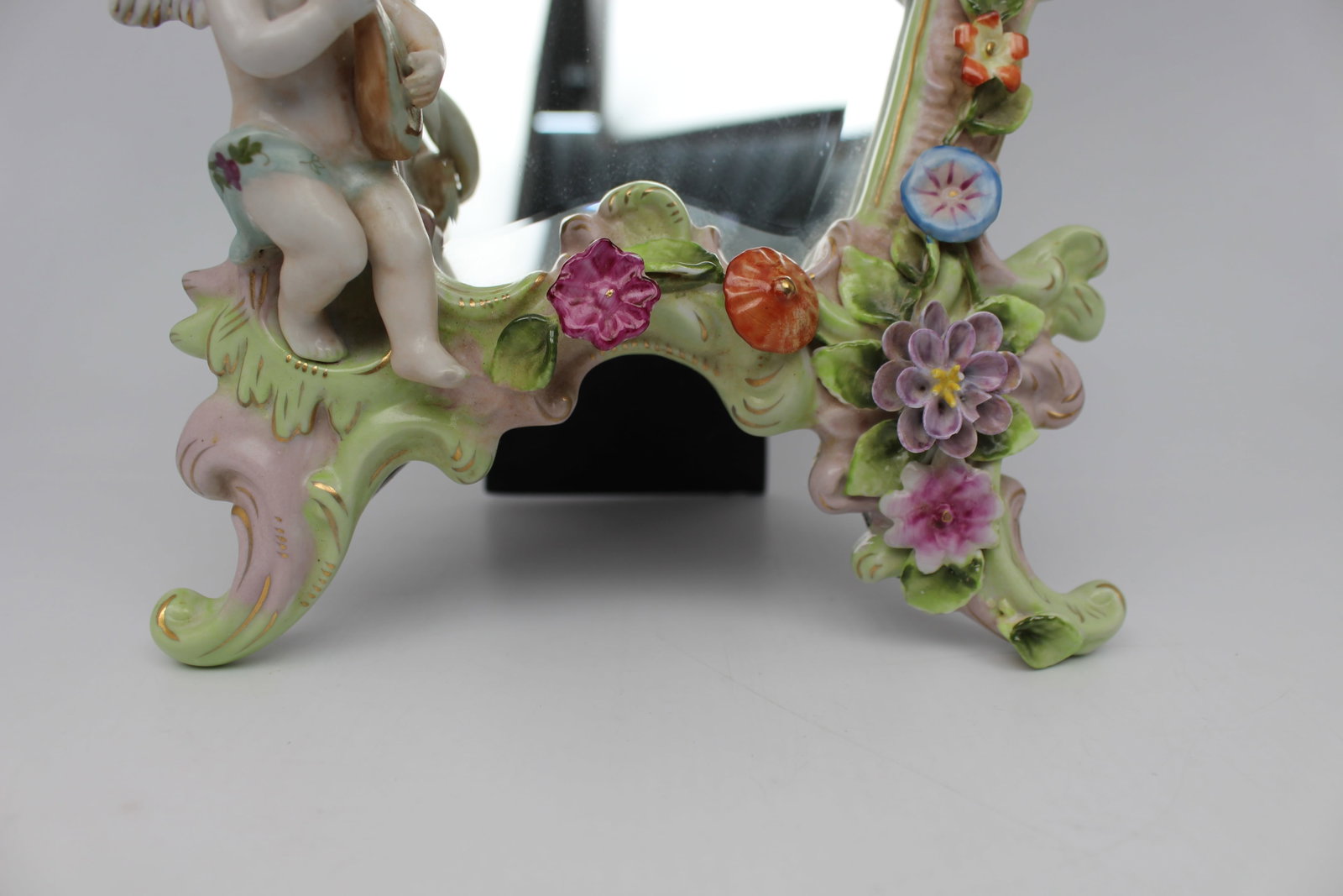 Title: Vintage Dresden Porcelain Vanity Mirror Description: Vintage Dresden Porcelain Vanity - 9
