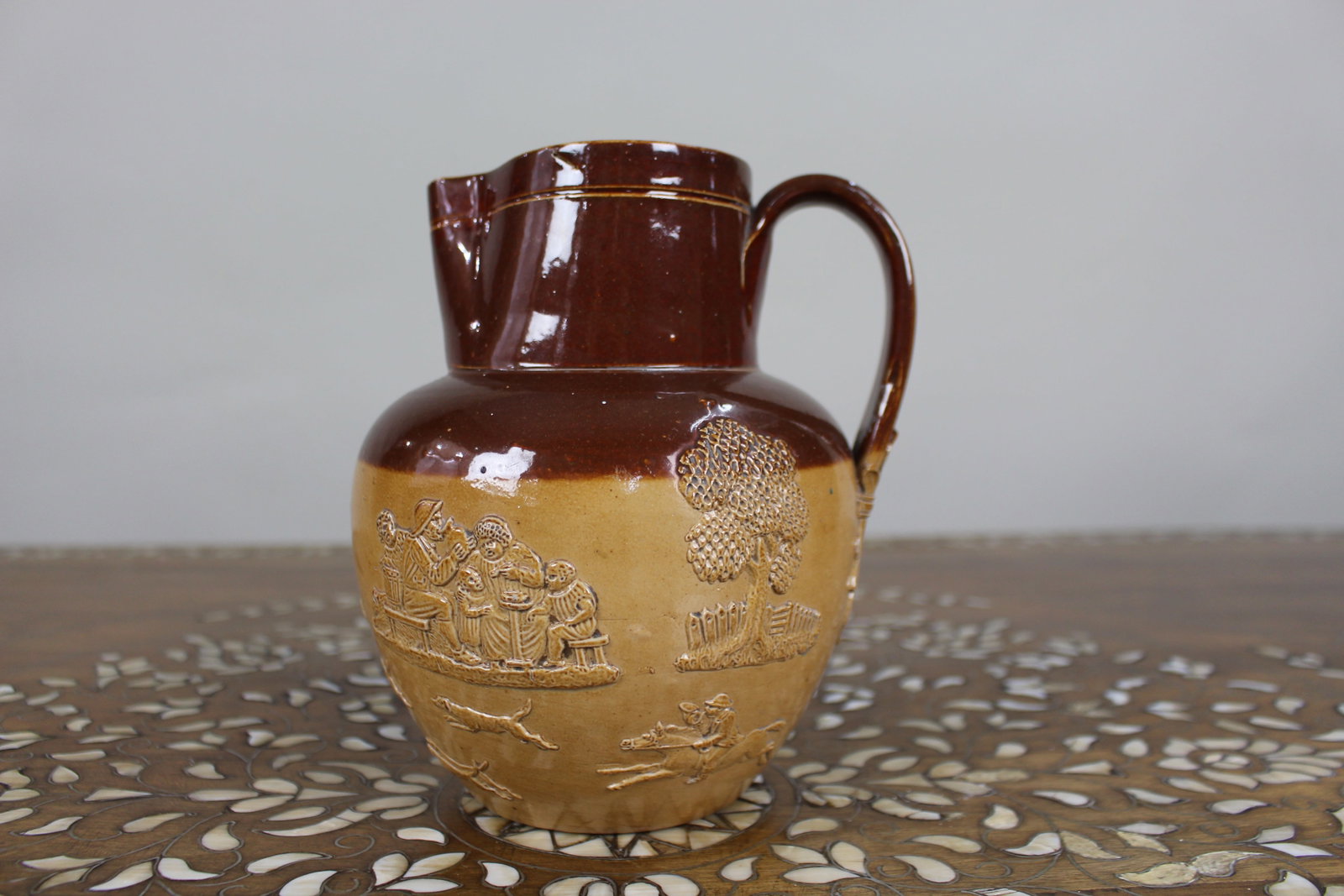Title: Collection of Three Graduated Doulton Lambeth Stoneware Jugs, c.1900 Description: Set of - 7