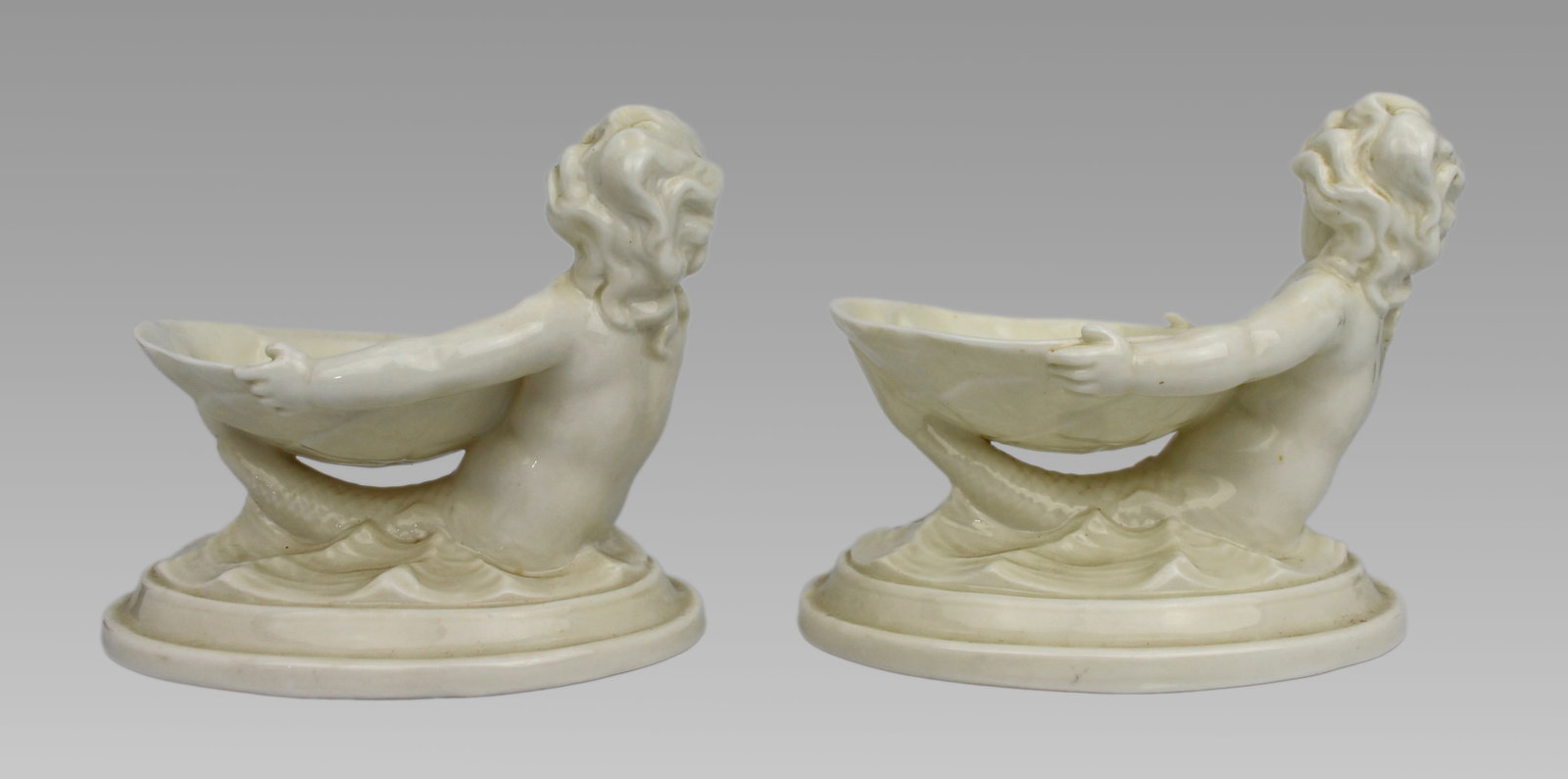 Title: Pair of Royal Worcester Blanc de Chine Merchild Salt Cellars Description: Pair of Royal - 5