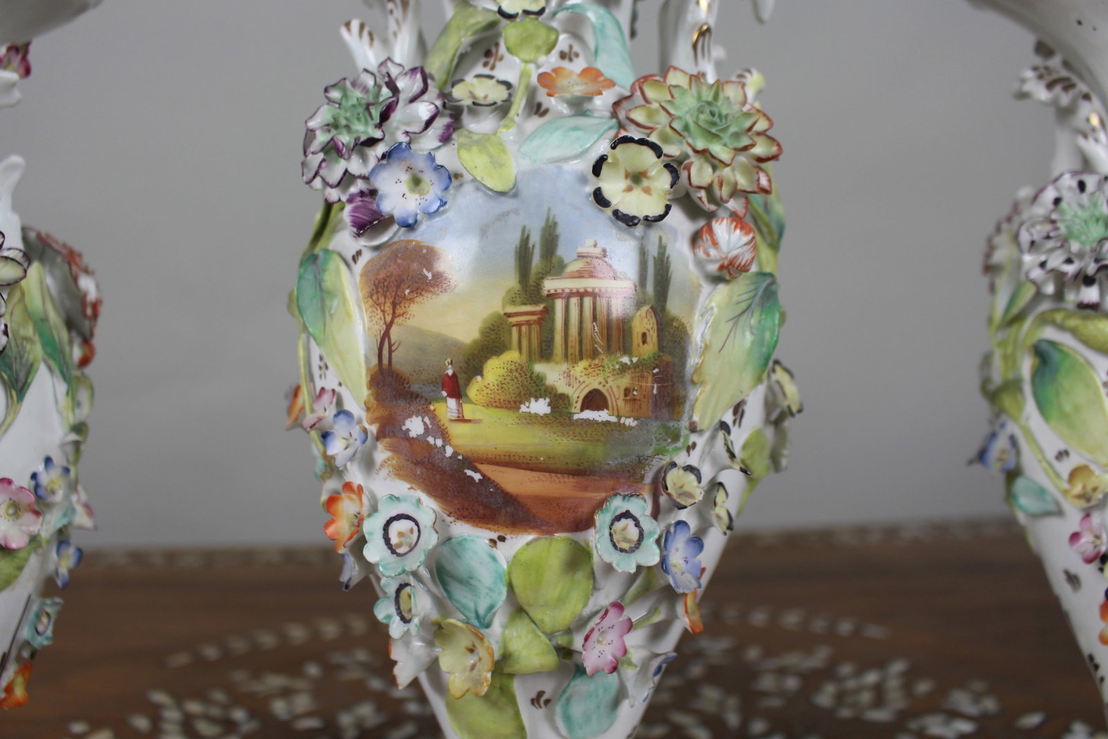 Title: Garniture of Three English Flower-Encrusted Porcelain Vases, c.1850 (probably Samuel Alcock & - 11