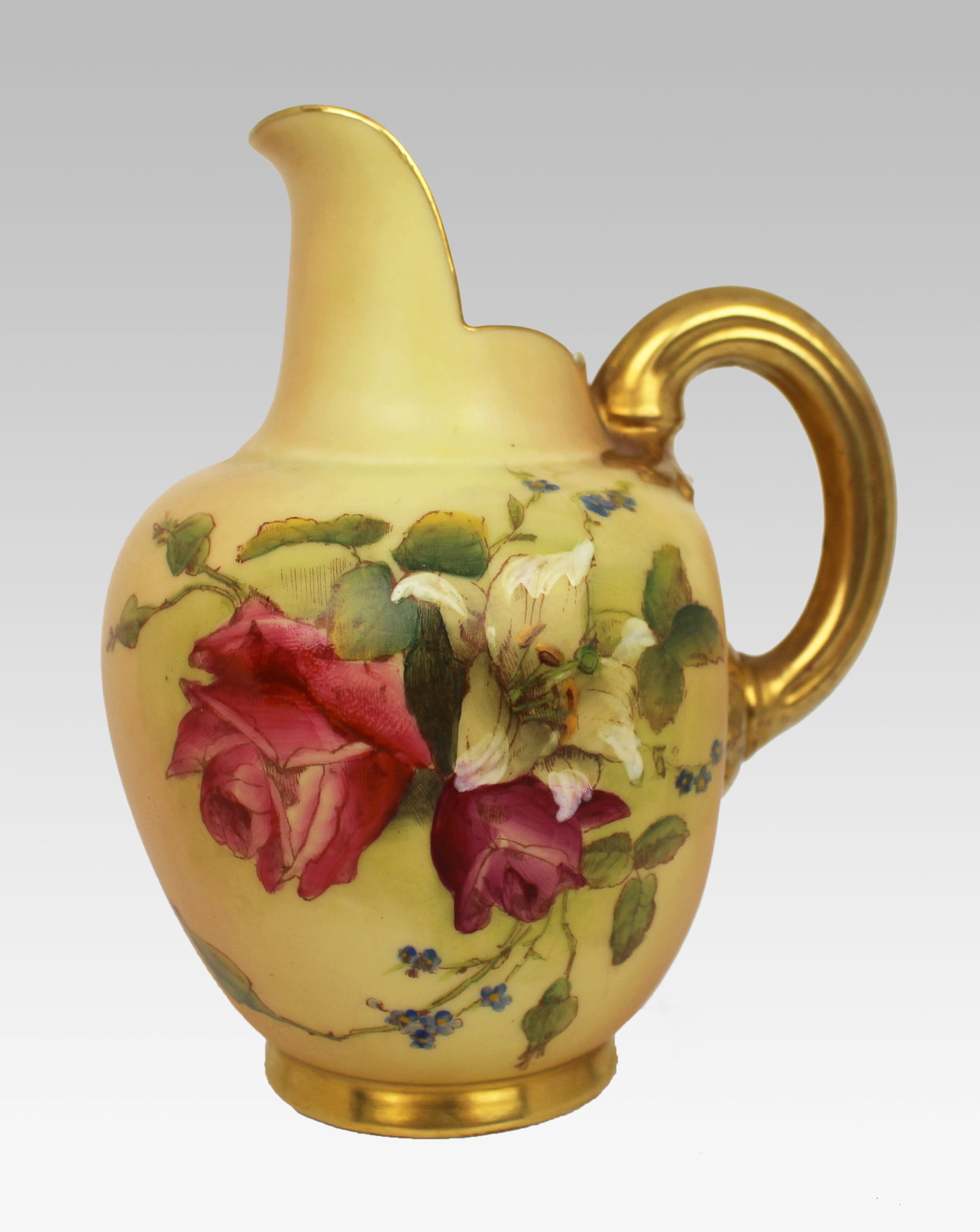 Title: Royal Worcester Blush Ivory Floral Ewer, Shape 1094, 1914 Description: Royal Worcester Floral - 12