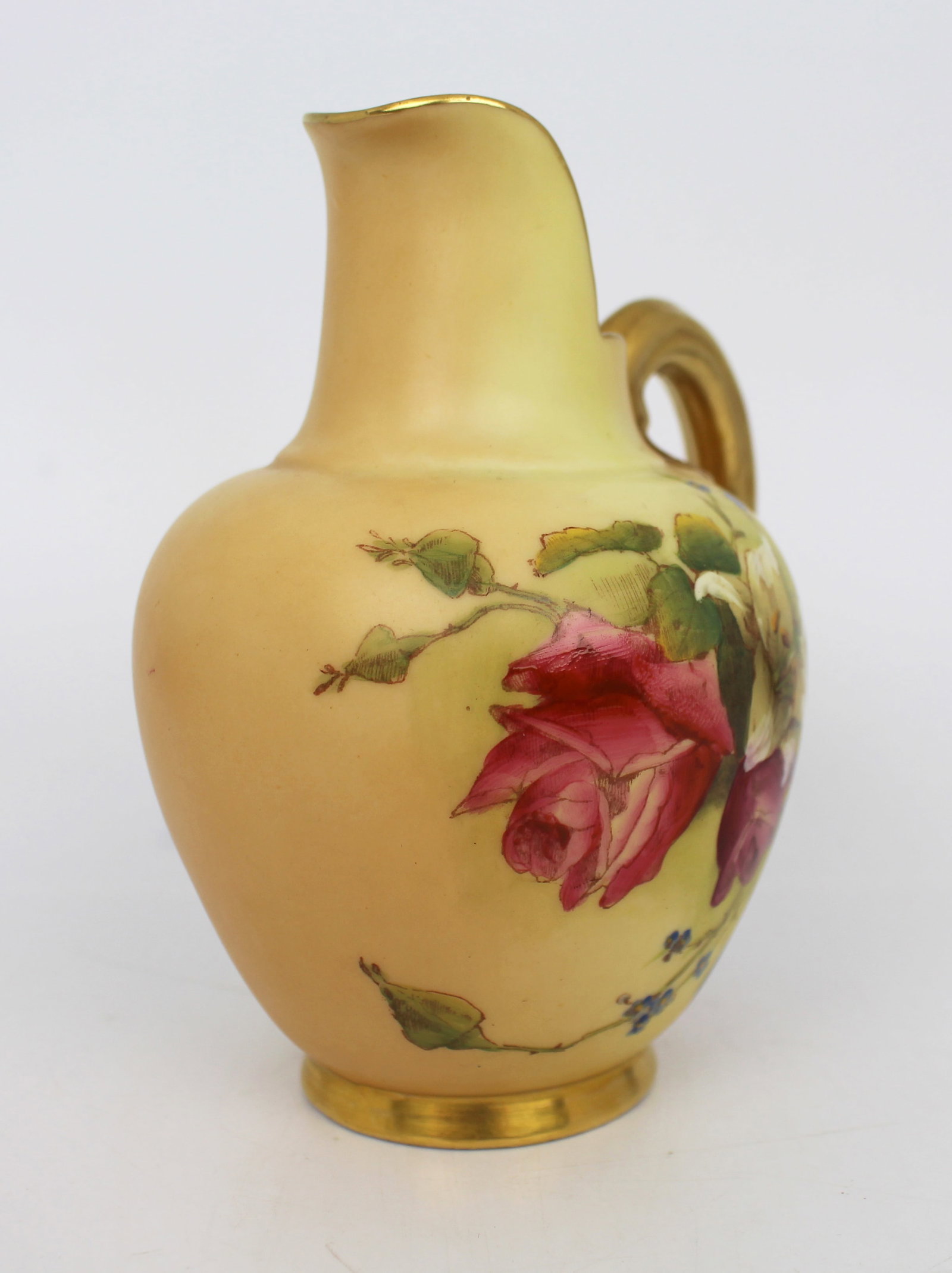Title: Royal Worcester Blush Ivory Floral Ewer, Shape 1094, 1914 Description: Royal Worcester Floral - 13