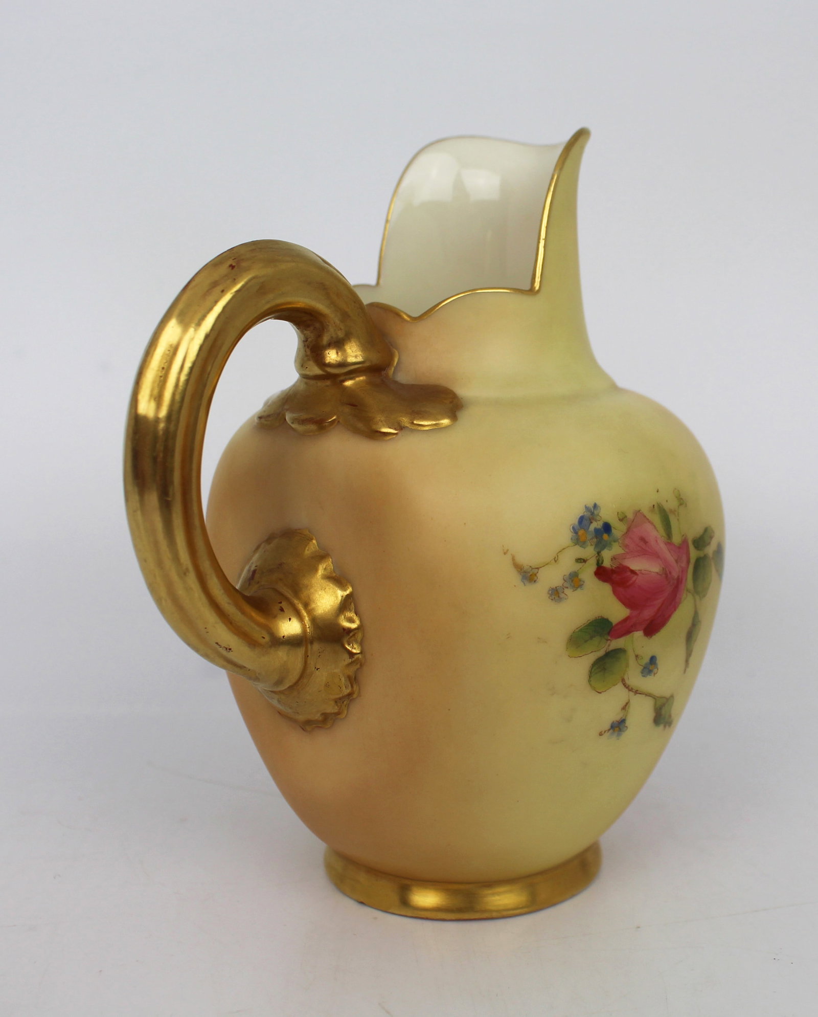 Title: Royal Worcester Blush Ivory Floral Ewer, Shape 1094, 1914 Description: Royal Worcester Floral - 18