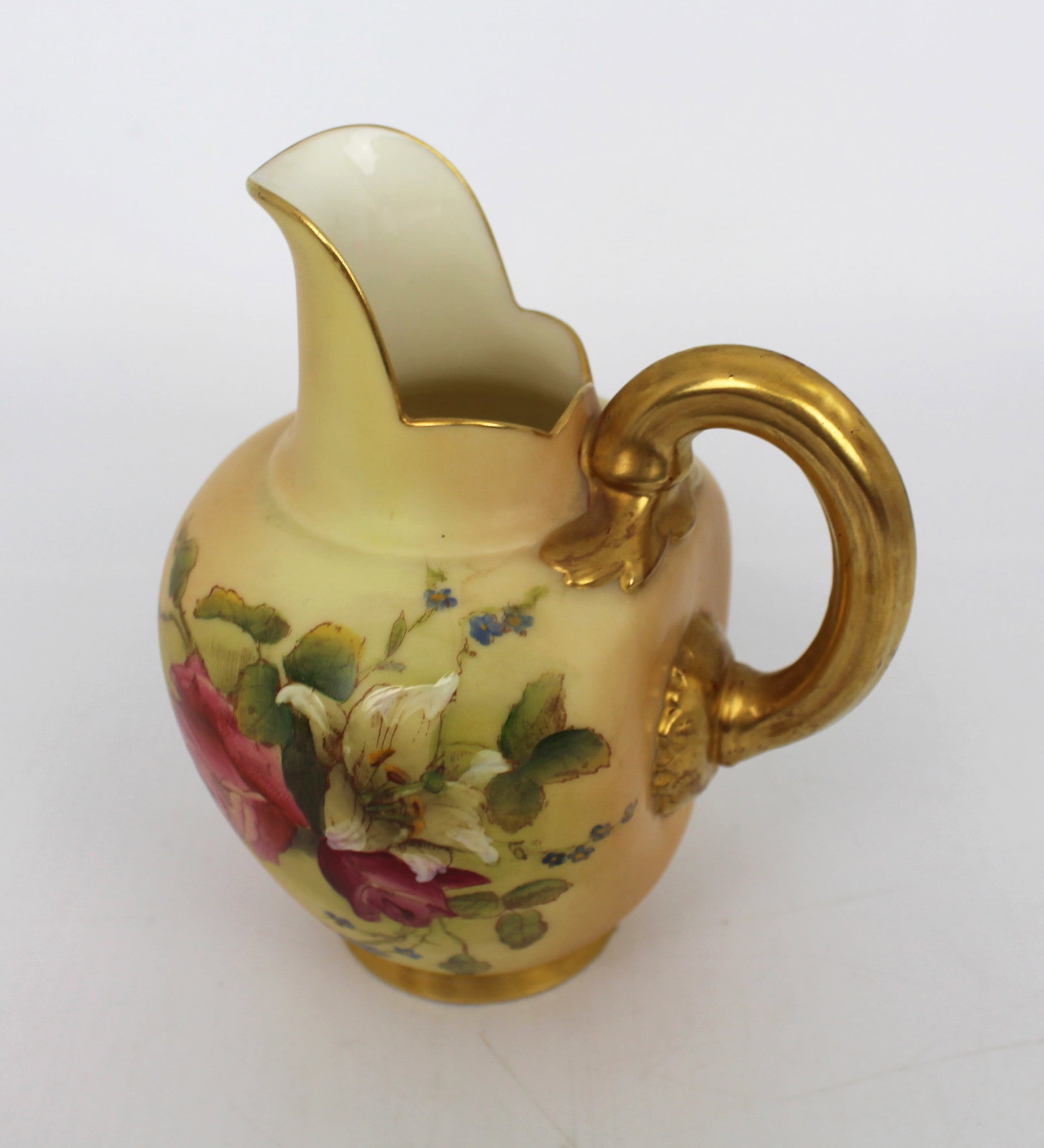 Title: Royal Worcester Blush Ivory Floral Ewer, Shape 1094, 1914 Description: Royal Worcester Floral - 19